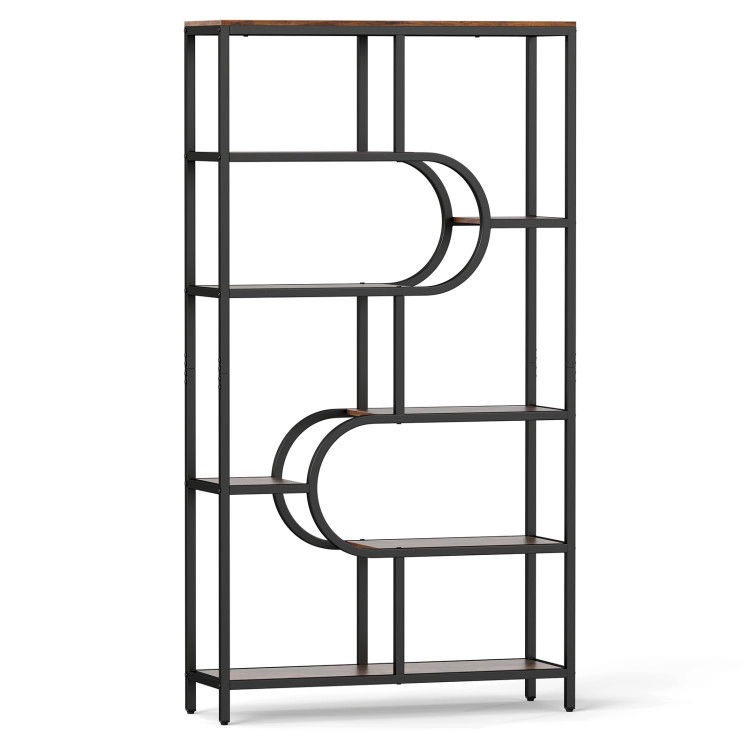 Hivvago 5-Tier Bookshelf Tall Etagere Bookcase with Open Storage Shelves and U Shape