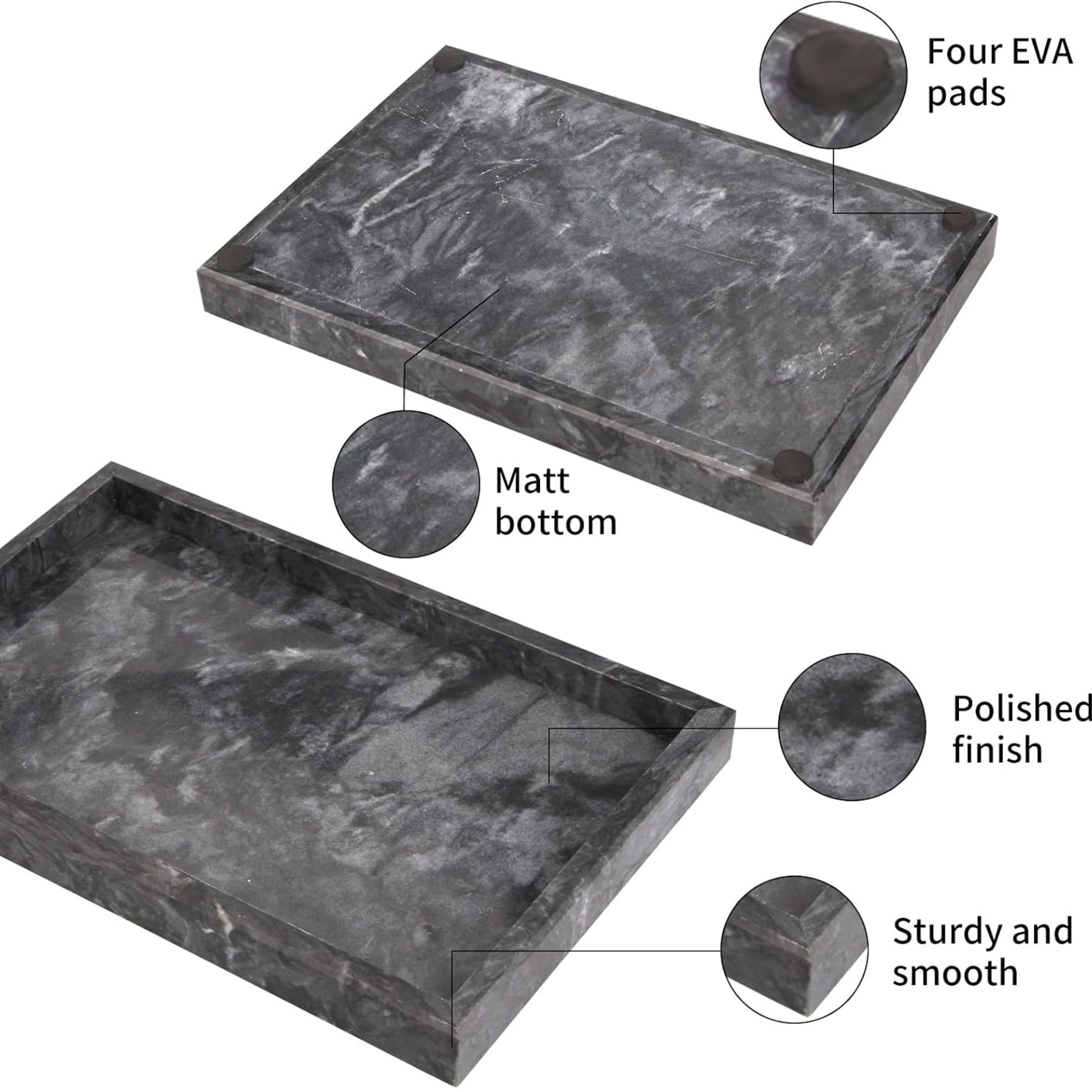 Stock Preferred Marble Bathroom Vanity Tray 12 x 8 Inch Decorative Countertop Organizer