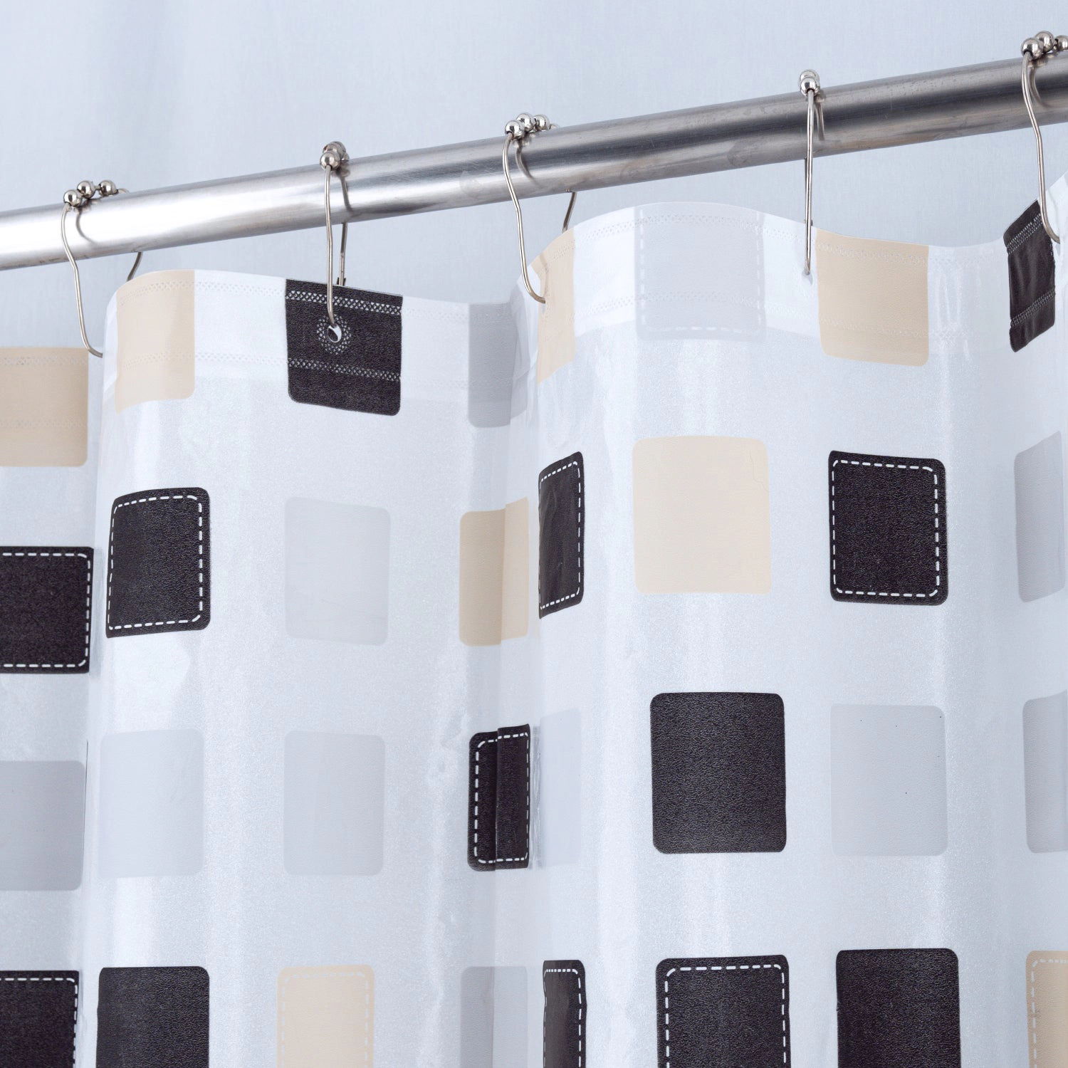 RT Designers Collection 90GSM Peva Glit Printed Tiles Shower Curtain 70" x 72" Tan