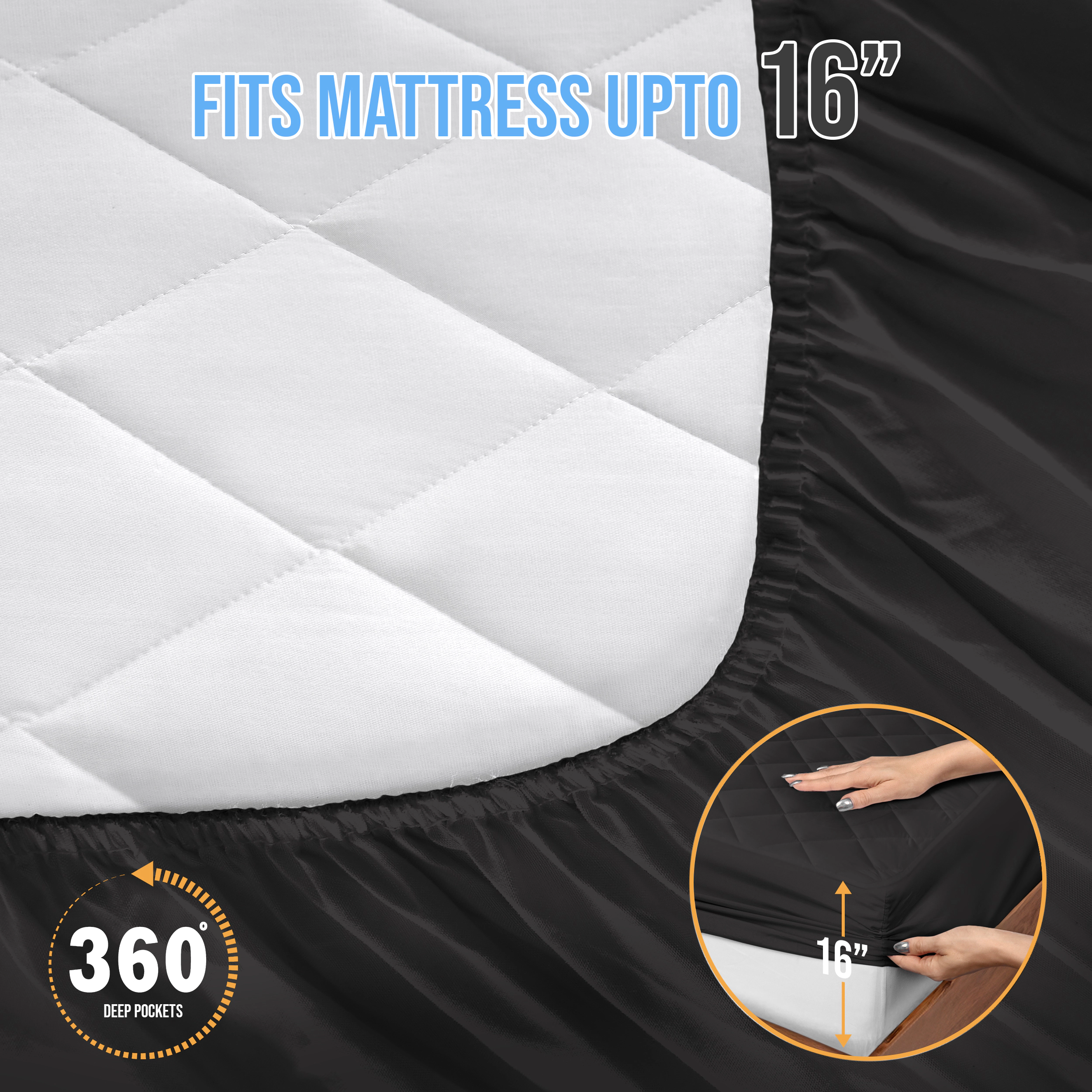 Lux Decor Collection Waterproof Quilted Elastic Fitted Mattress Pad with Deep Pockets