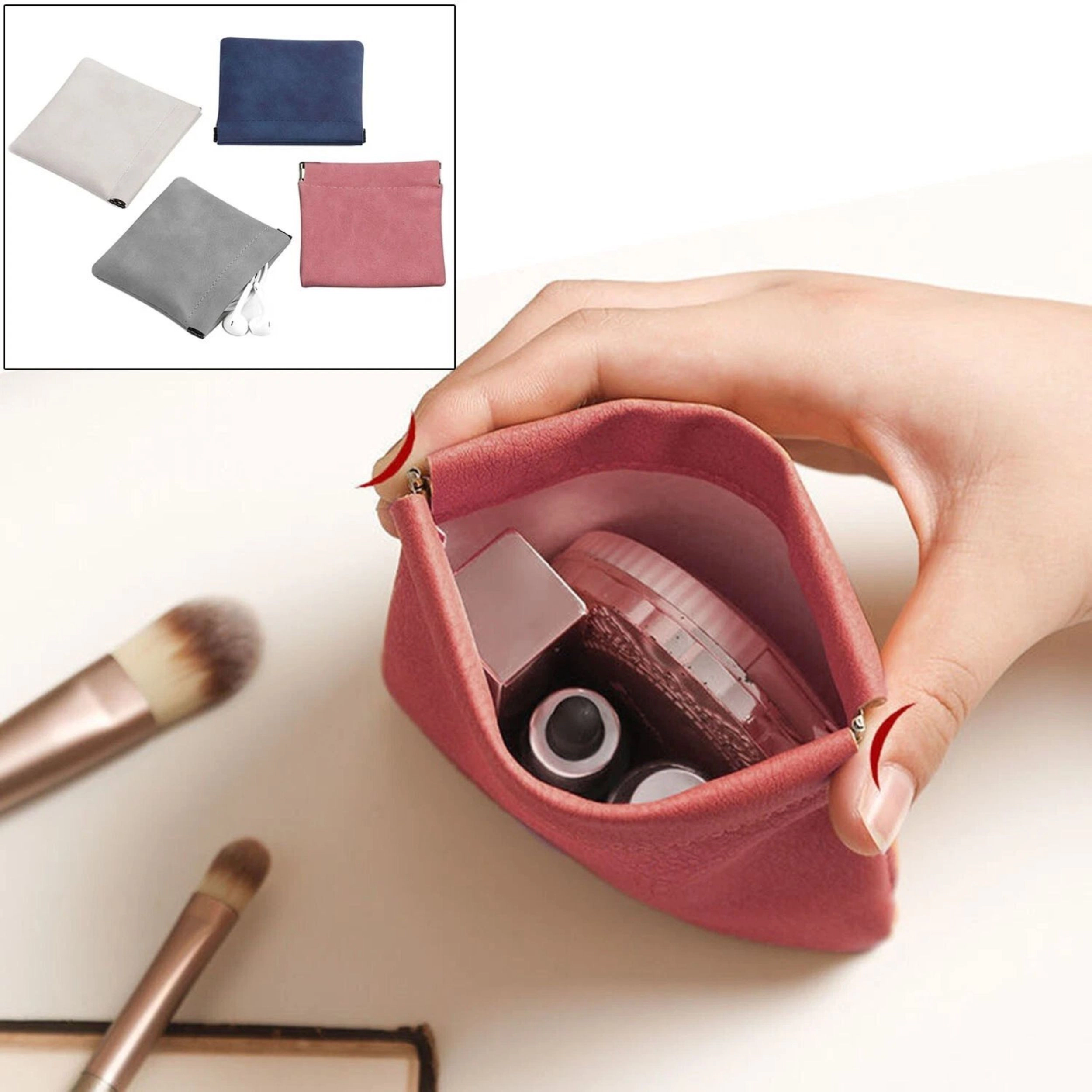 Home Collection Small PU Leather Travel Makeup Storage Pouches Pack of 3
