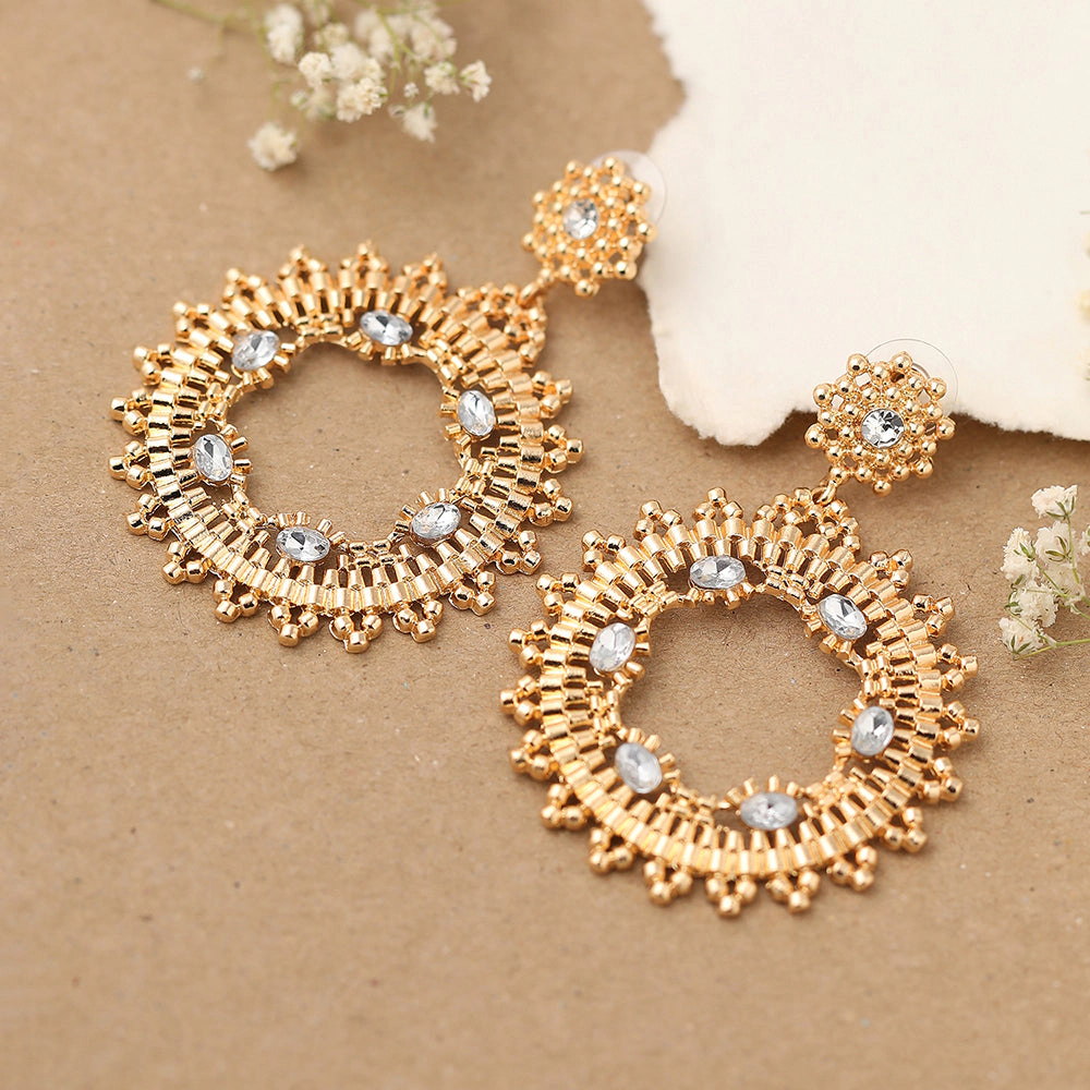 SOHI Women's Gold-Tone Circular Drop Earrings