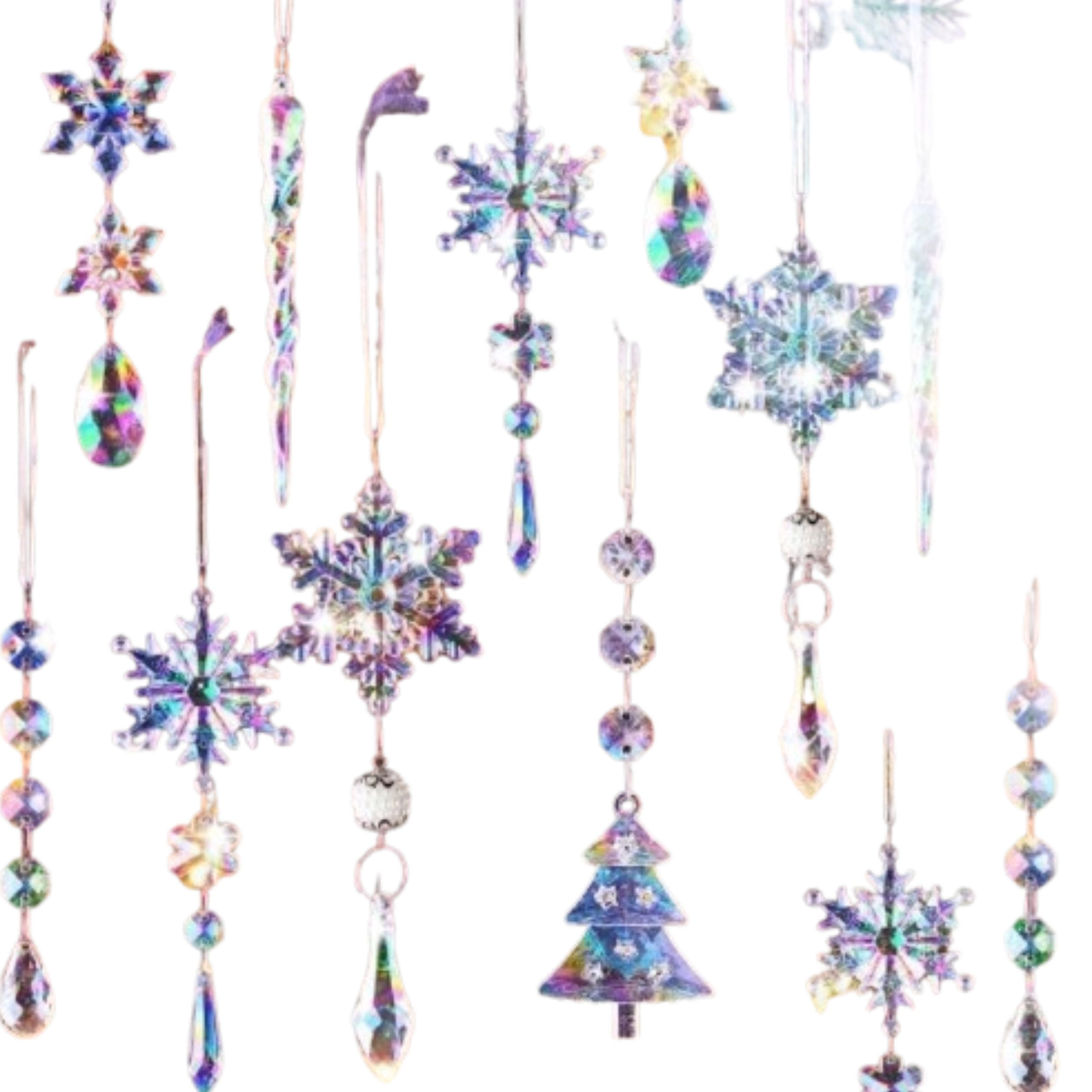 Home Collection Iridescent Crystal Acrylic Christmas Ornaments Pack of 12