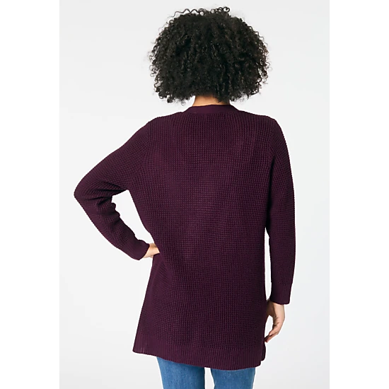 Roaman's Women's Plus Size Waffle Button Front Cardigan