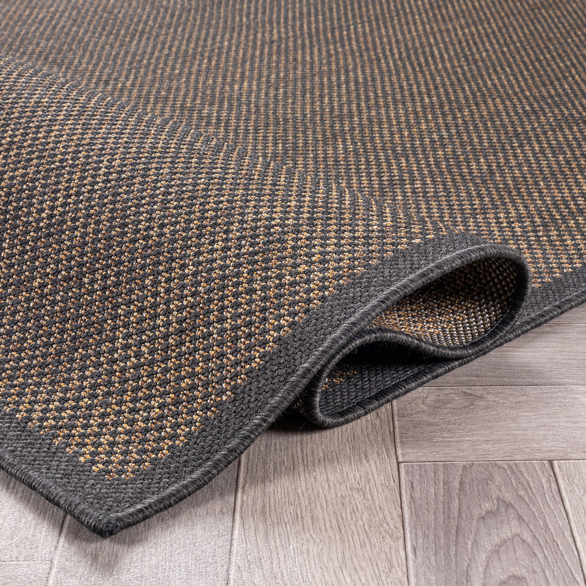World Rug Gallery Border Indoor/Outdoor Flat Woven Area - Natural Jute-Style, Easy-Care Patio