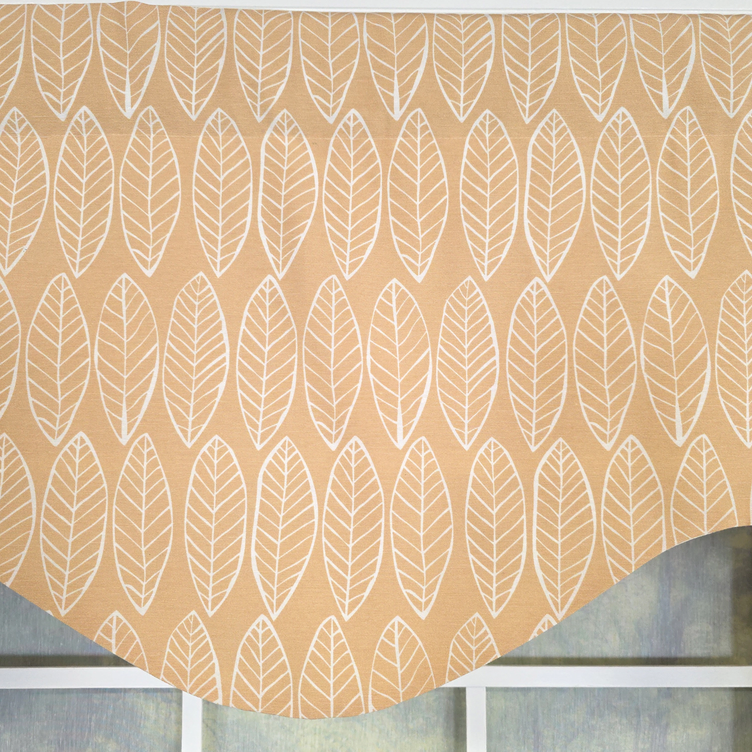 RLF Home Fall Cornice Valance - 100% Cotton with Ivory Lining 50" x 17"  Tan