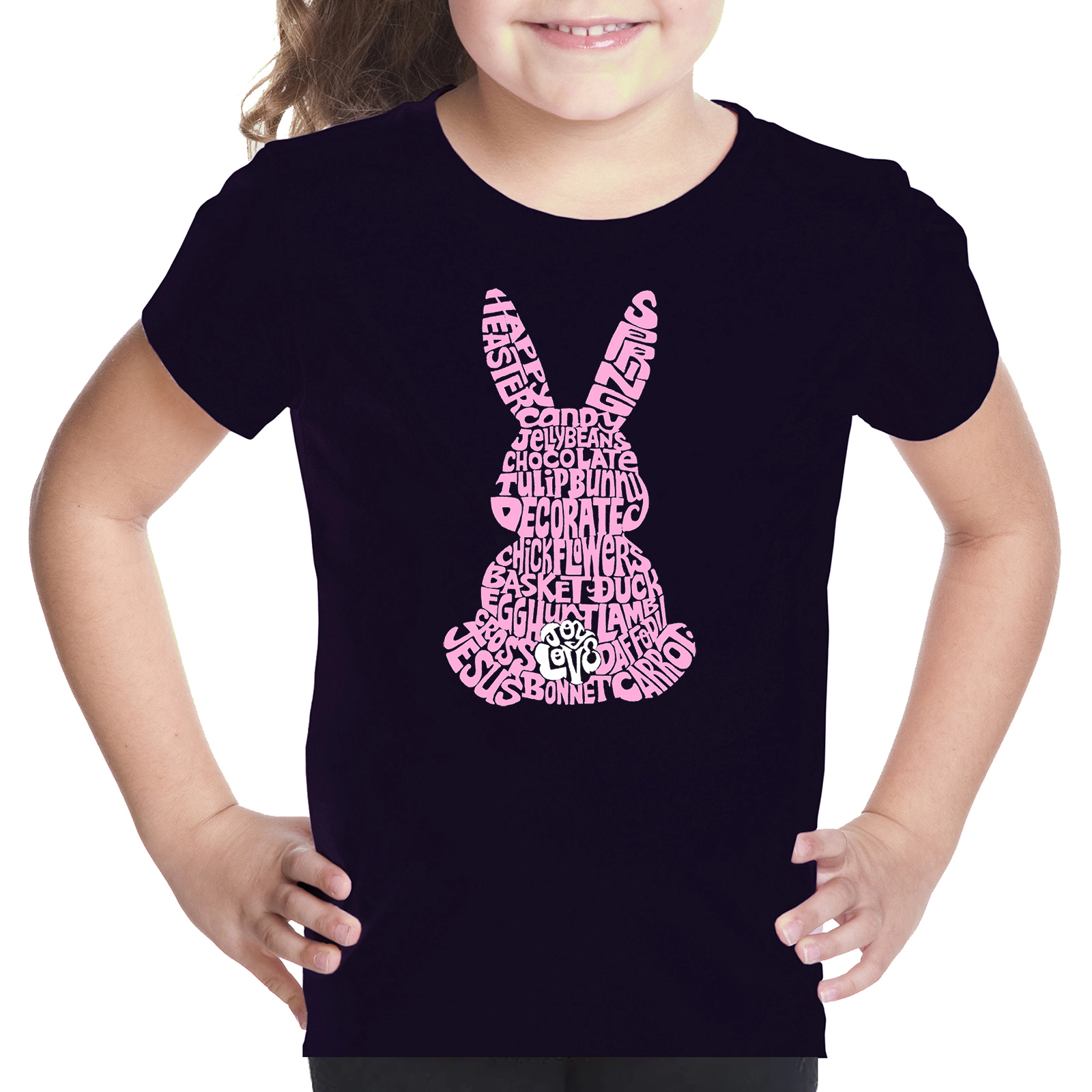 LA Pop Art Girls Word T-Shirt - Easter Bunny