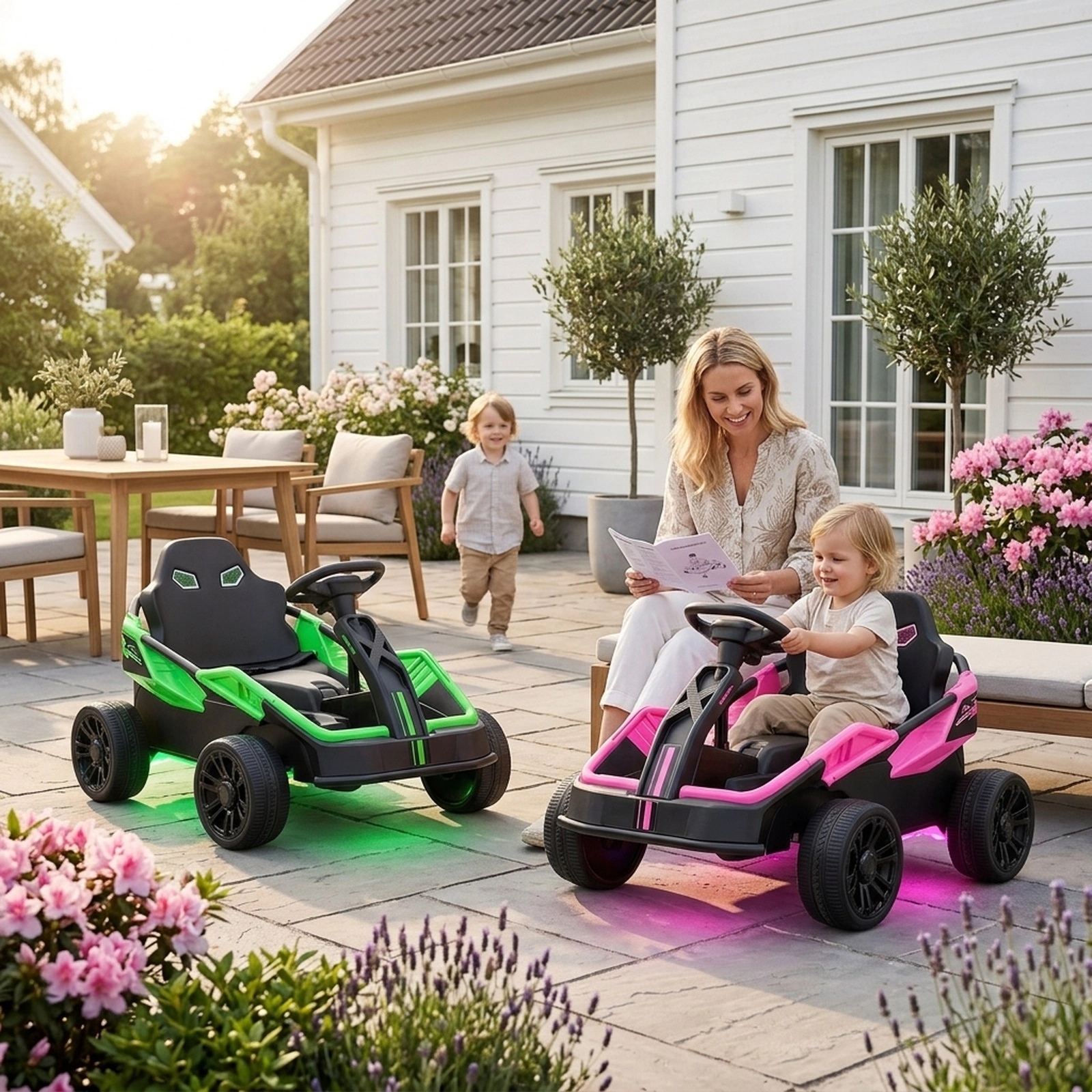 12V Kids Ride On UTV Parent Remote 3 Speeds Rear Shock Absorbers Underbody LED Lights Overload Protection Ages 3-8 Green