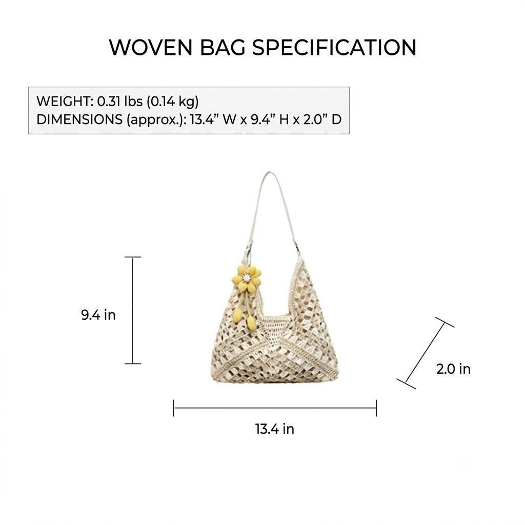 Alilang Women's Crochet Woven Hobo Shoulder Bag with Daisy Charm and Lined Interior