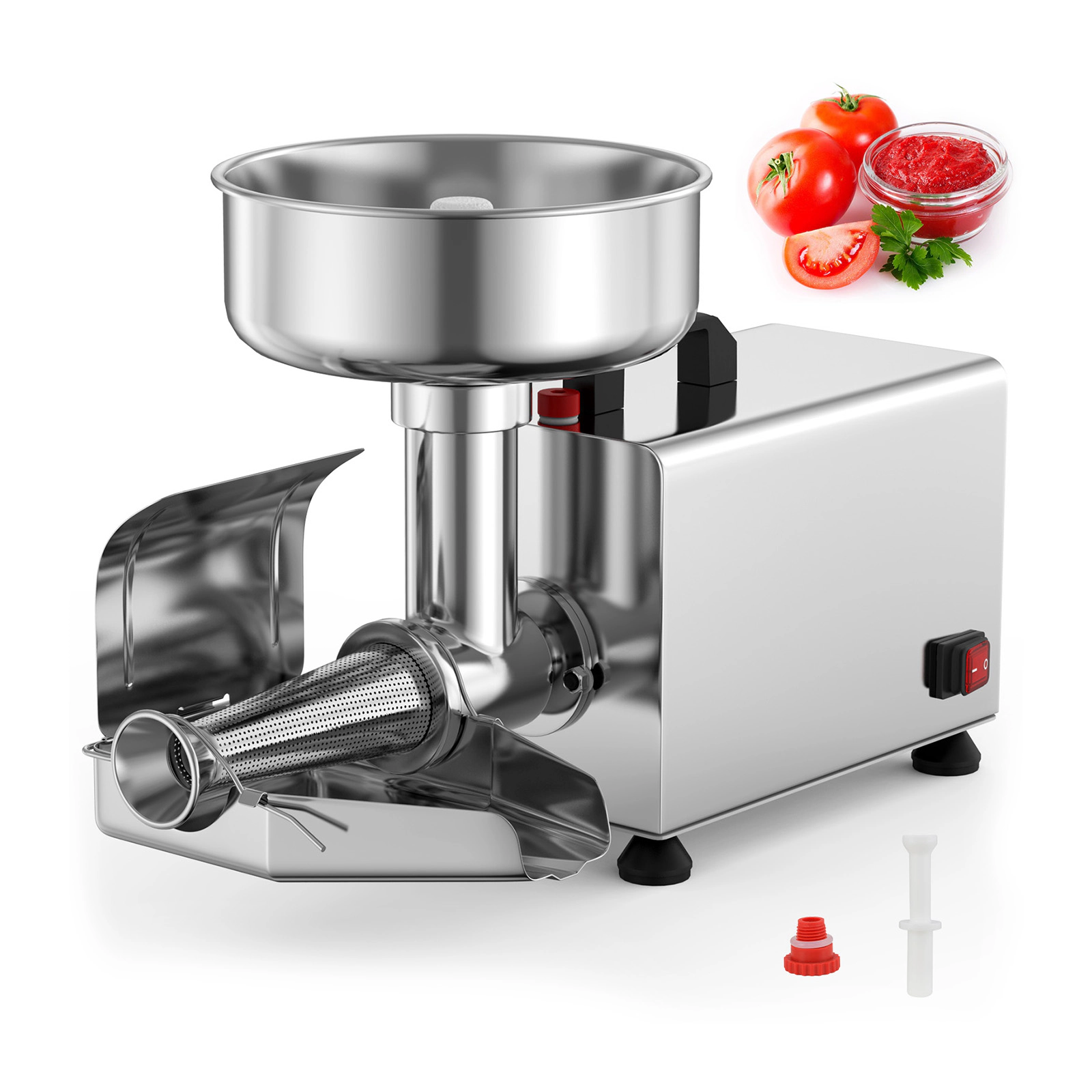 SUGIFT Silver 450W Electric Food Mill Tomato Strainer Stainless Steel Sauce Maker with 8.5-in Feed Chute