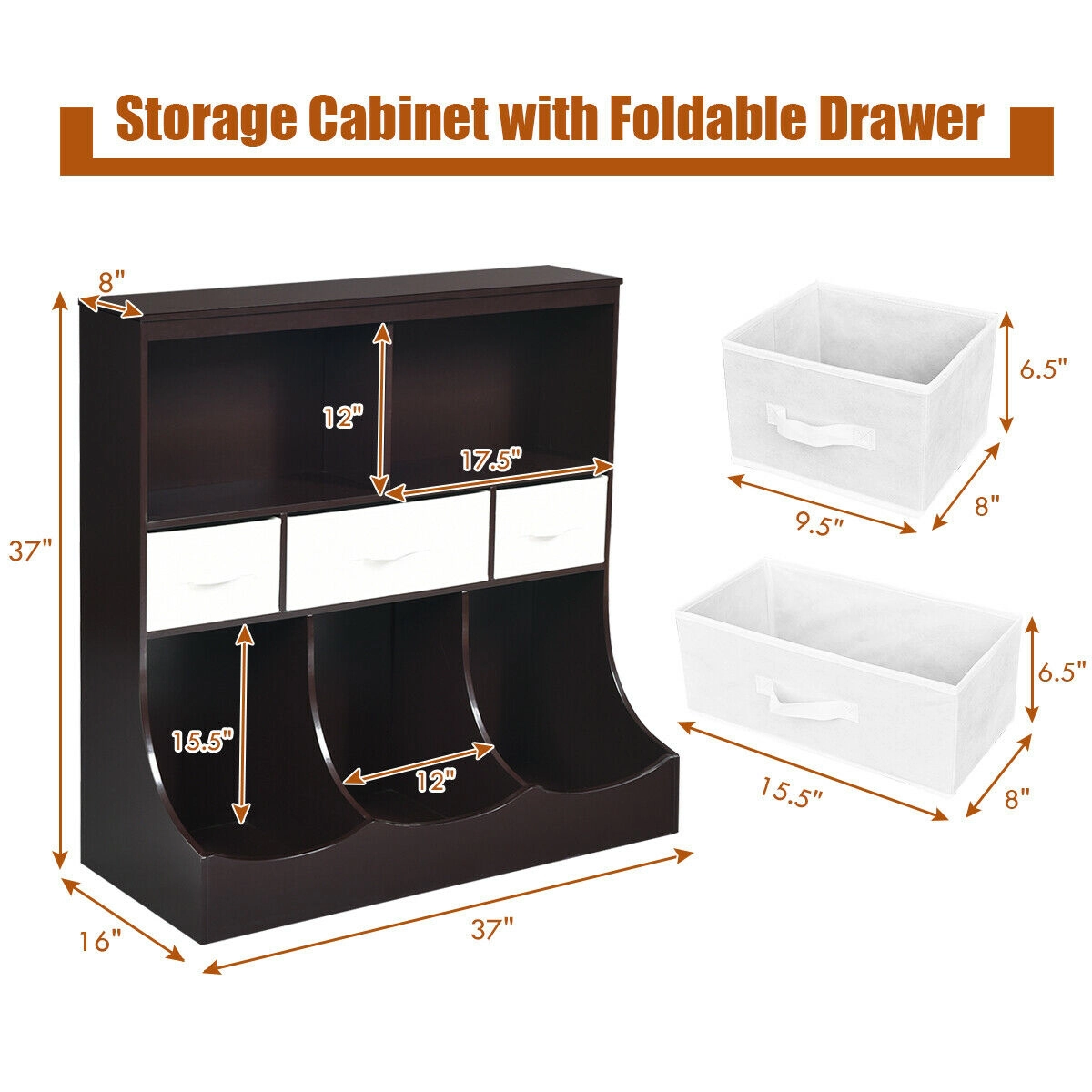 Hivvago Freestanding Storage Cabinet with 3 Baskets