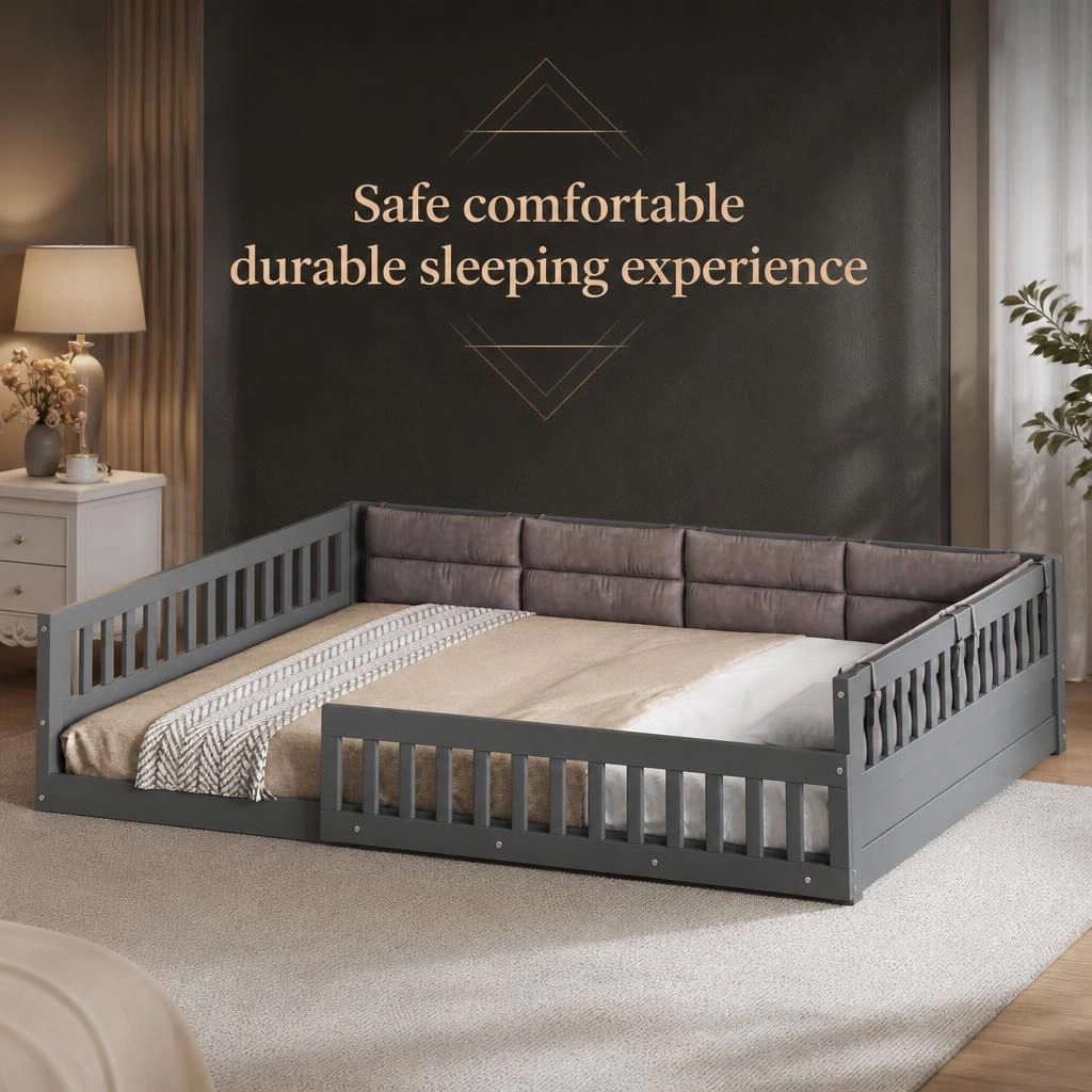 GOODSILO Full Size Solid Wood Low Profile Queen Bed Frame