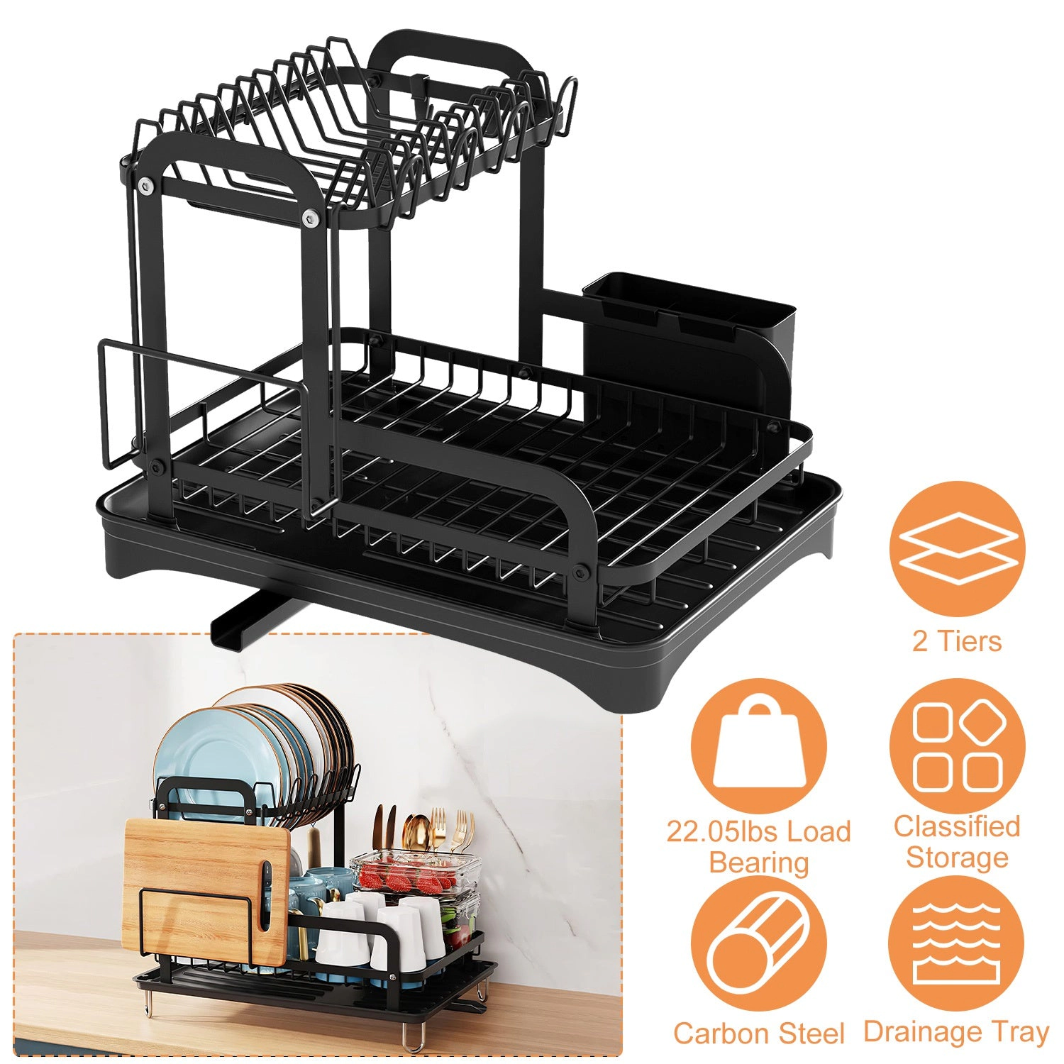 GBruno 2-Tier Rustproof Dish Drying Rack