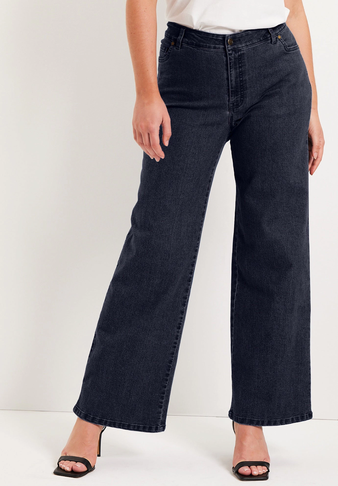 June & Vie Women's Plus Fit Wide-Leg Jeans