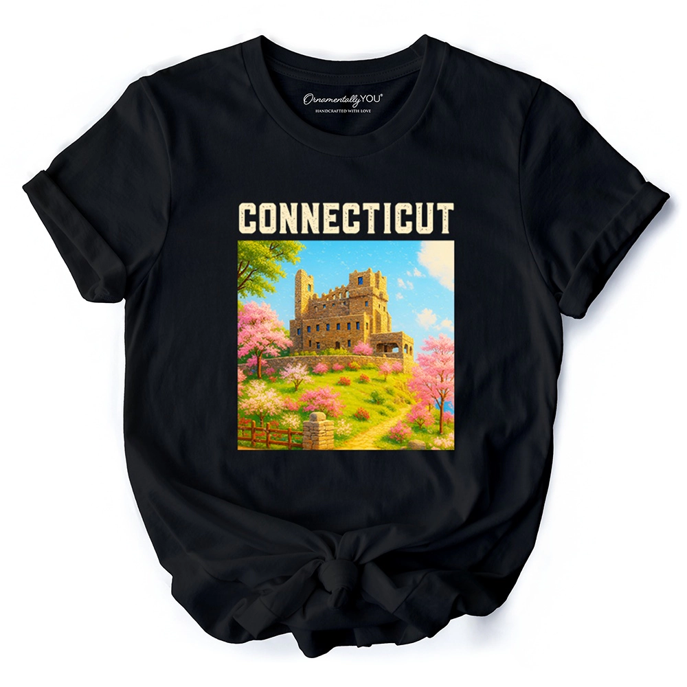 OrnamentallyYou Unisex Charming Connecticut State Gillette Castle T-Shirt