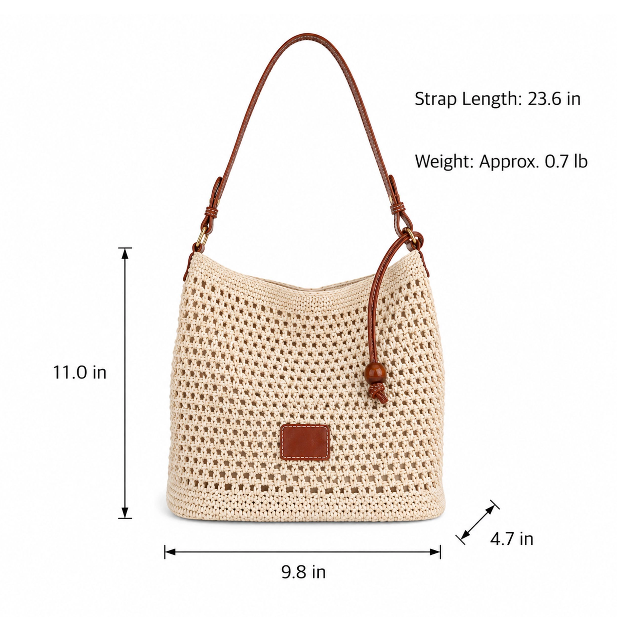 Alilang Women's Crochet Woven Shoulder Bag Lightweight Crossbody Handbag with Contrast Trim