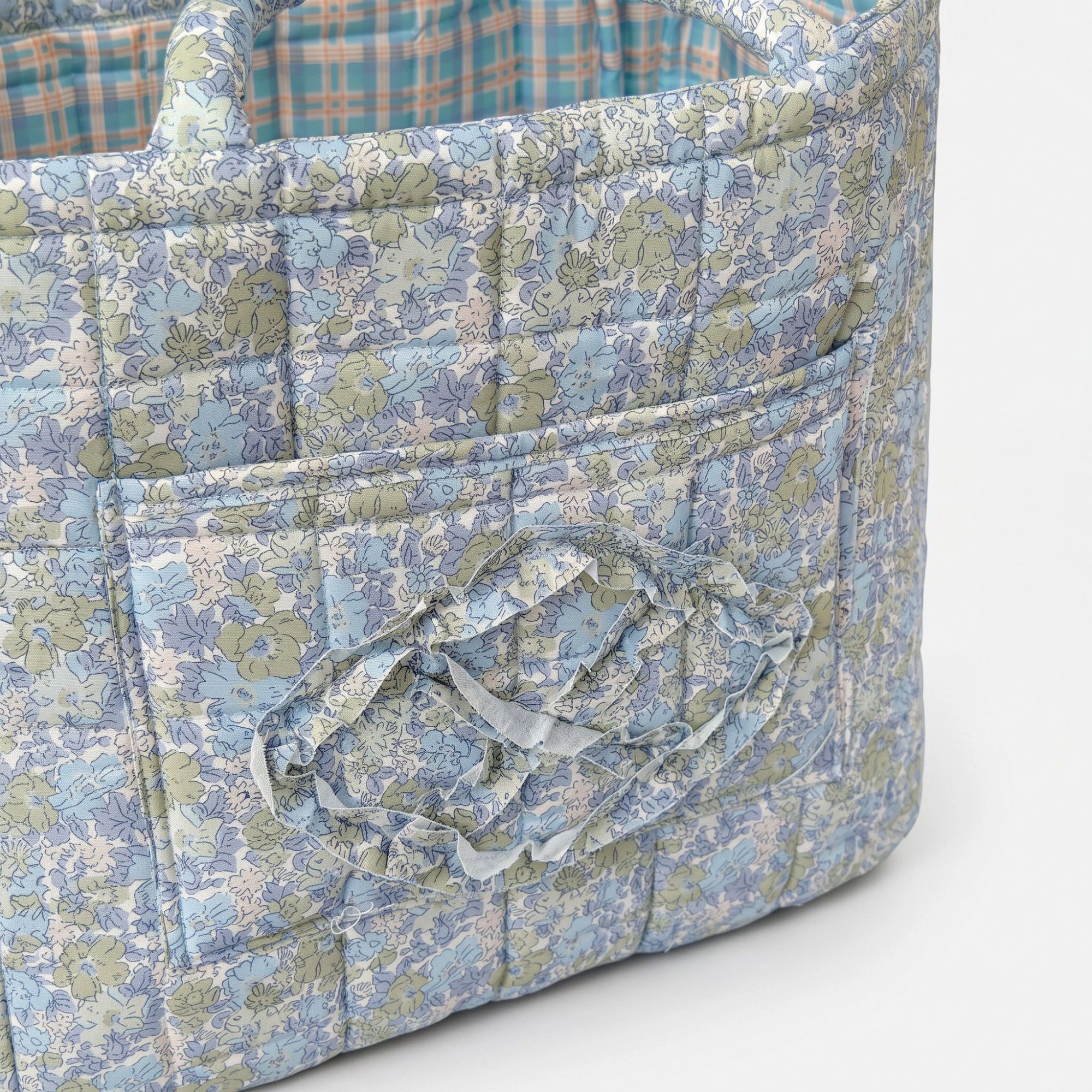 Alilang Unisex Floral Quilted Storage Tote with Handles and Front Pocket