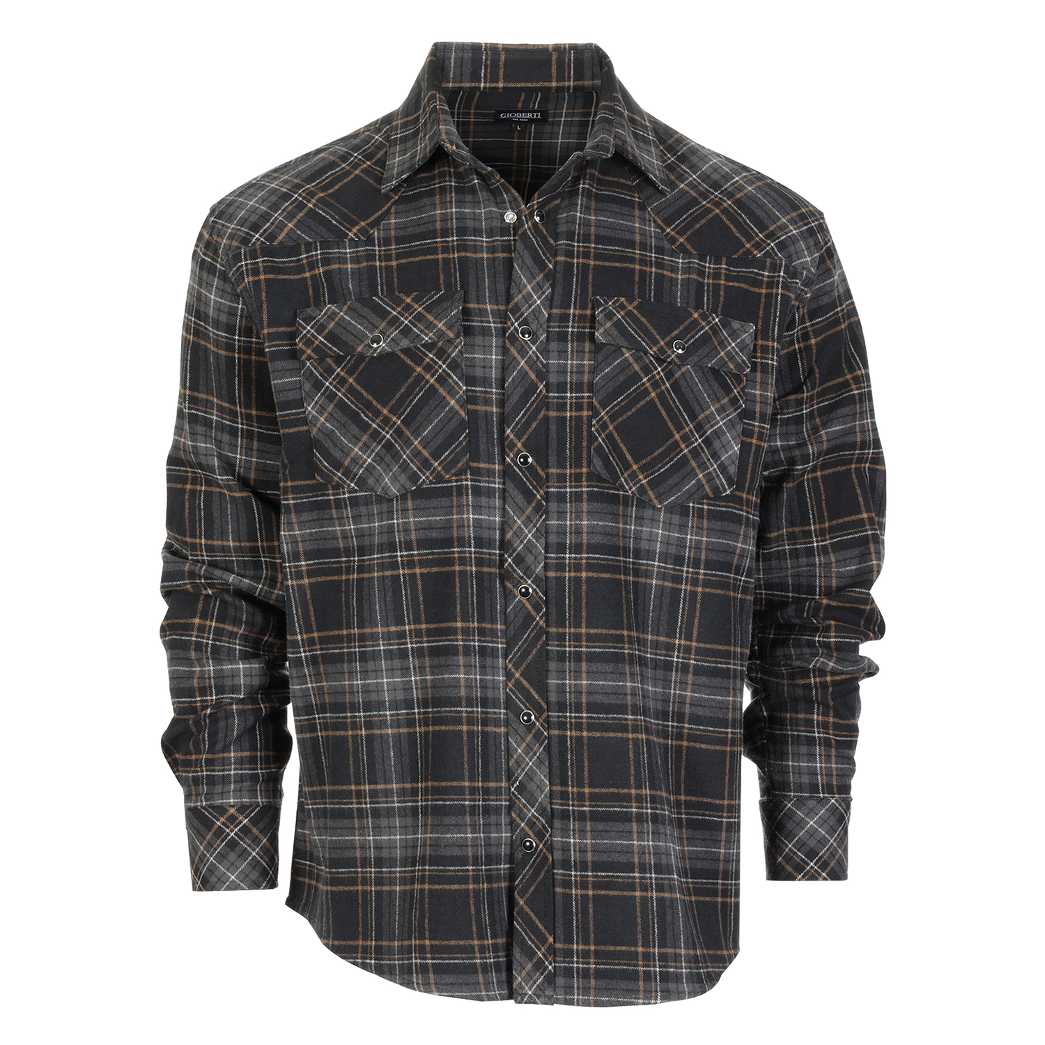 Gioberti Men's Western Brushed Flannel Plaid Checkered Shirt w/ Snap-on Button
