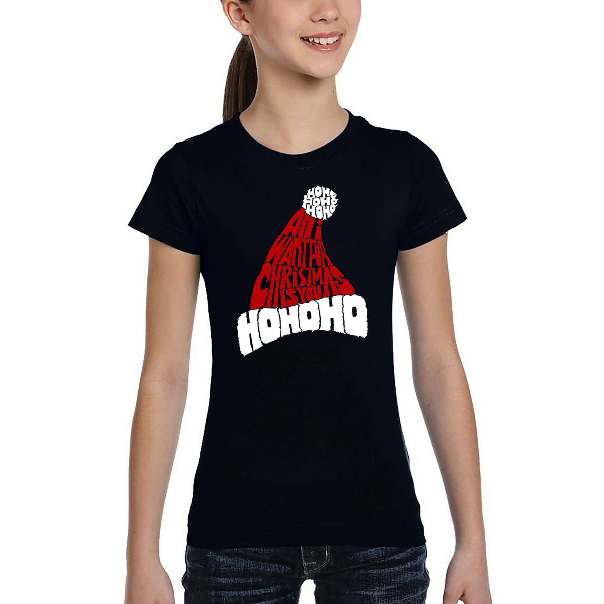 LA Pop Art Girls Word T-Shirt - All I Want For Christmas Is You