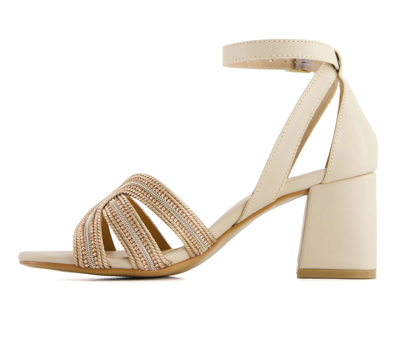 Andrea Womens Medium Heel Ankle Strap Sandals