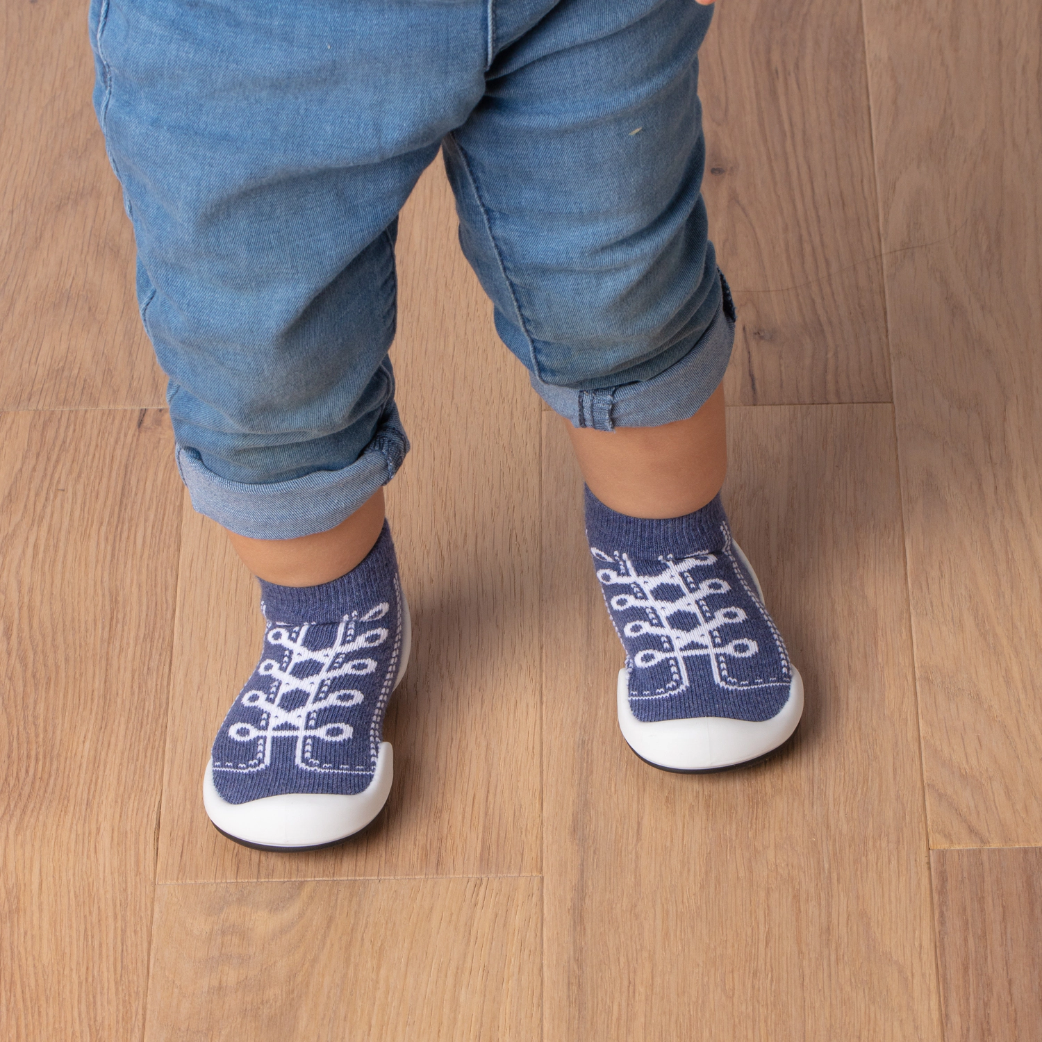 Komuello Toddler Girl Boy First Walk Sock Shoes Sneakers - Denim Blue