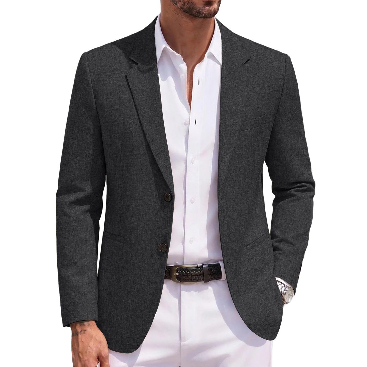 COOFANDY Mens Long Sleeve Blazer Fall Notched Lapel Two Button Casual Sport Coat