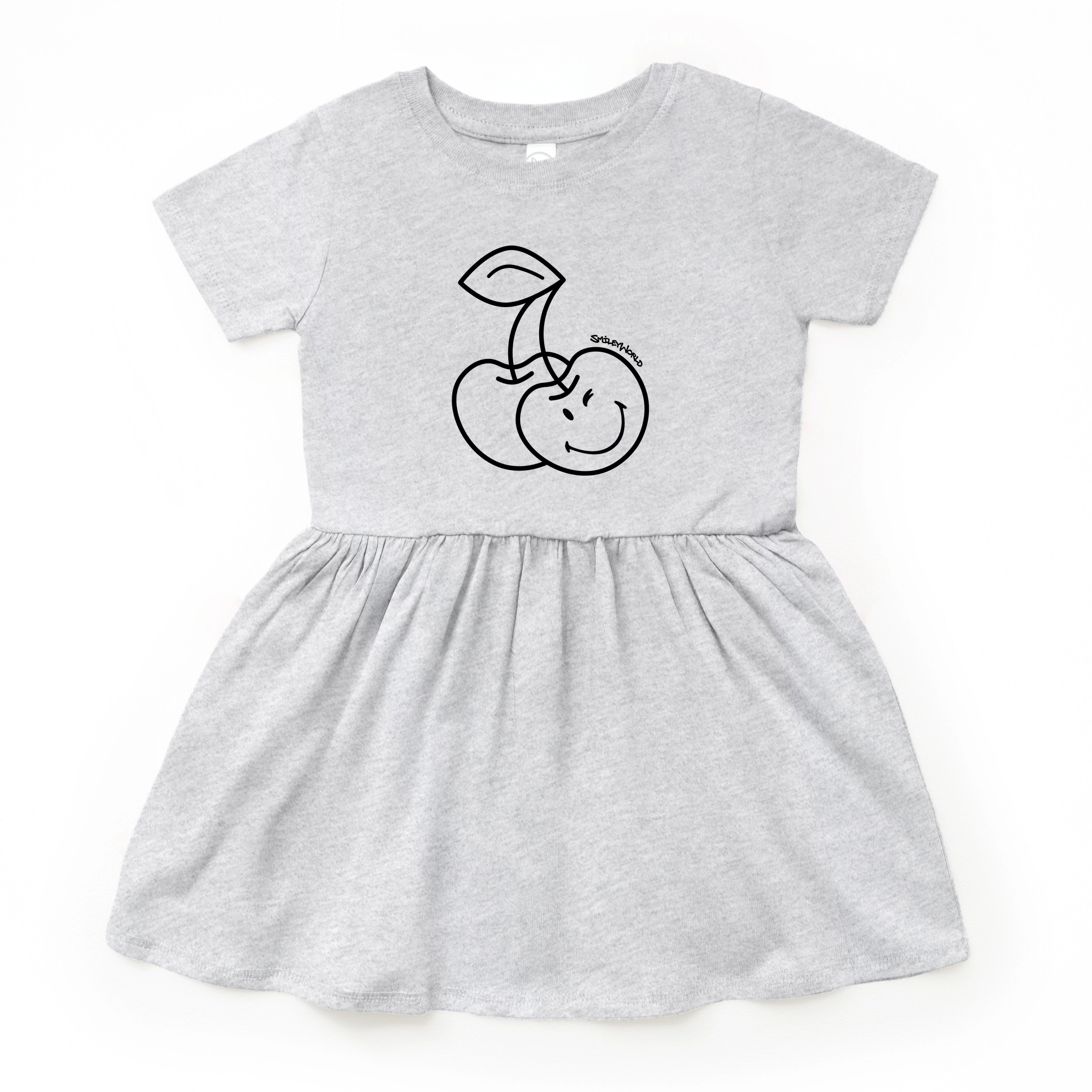 The Juniper Shop - Toddler Girl's Graphic Dress SmileyWorld Cherry Face Outline
