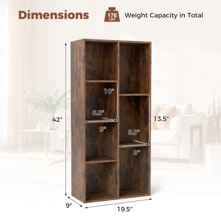 Hivvago Vertical or Horizontal Freestanding Bookshelf with 7 Compartments