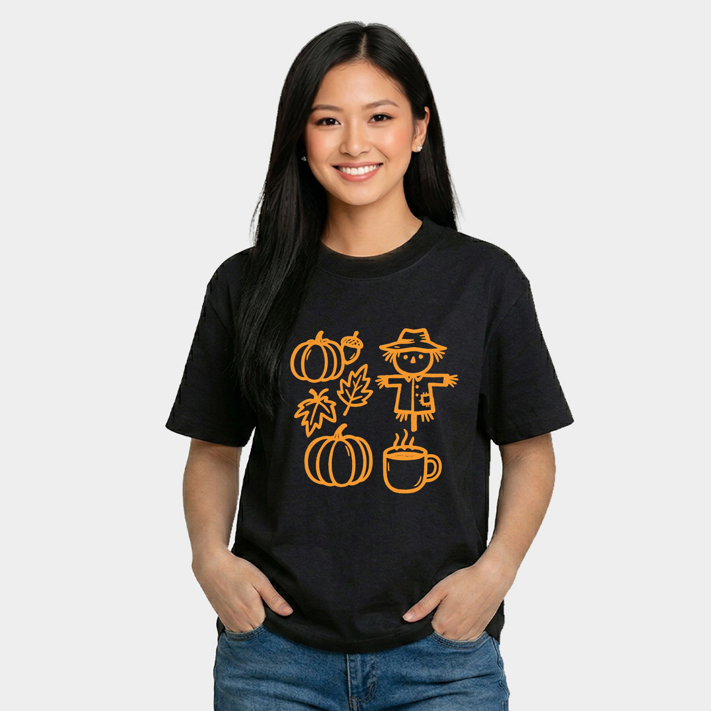 Simply Sage Market - Women's Relaxed Boxy Tee Fall Elements Outline
