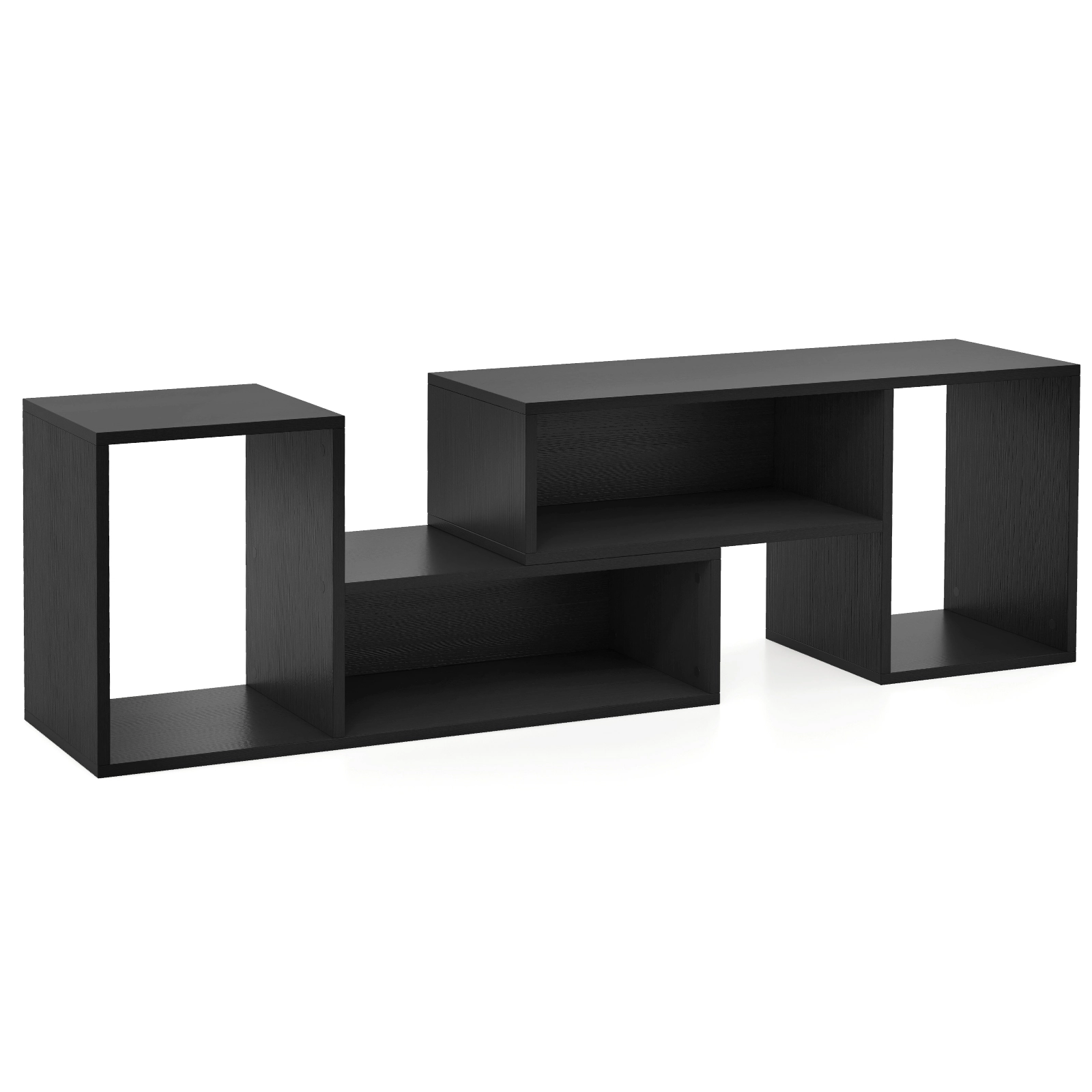 SUGIFT 2 Piece Adjustable TV Stand Black for TVs up to 55 in with Storage Cubes