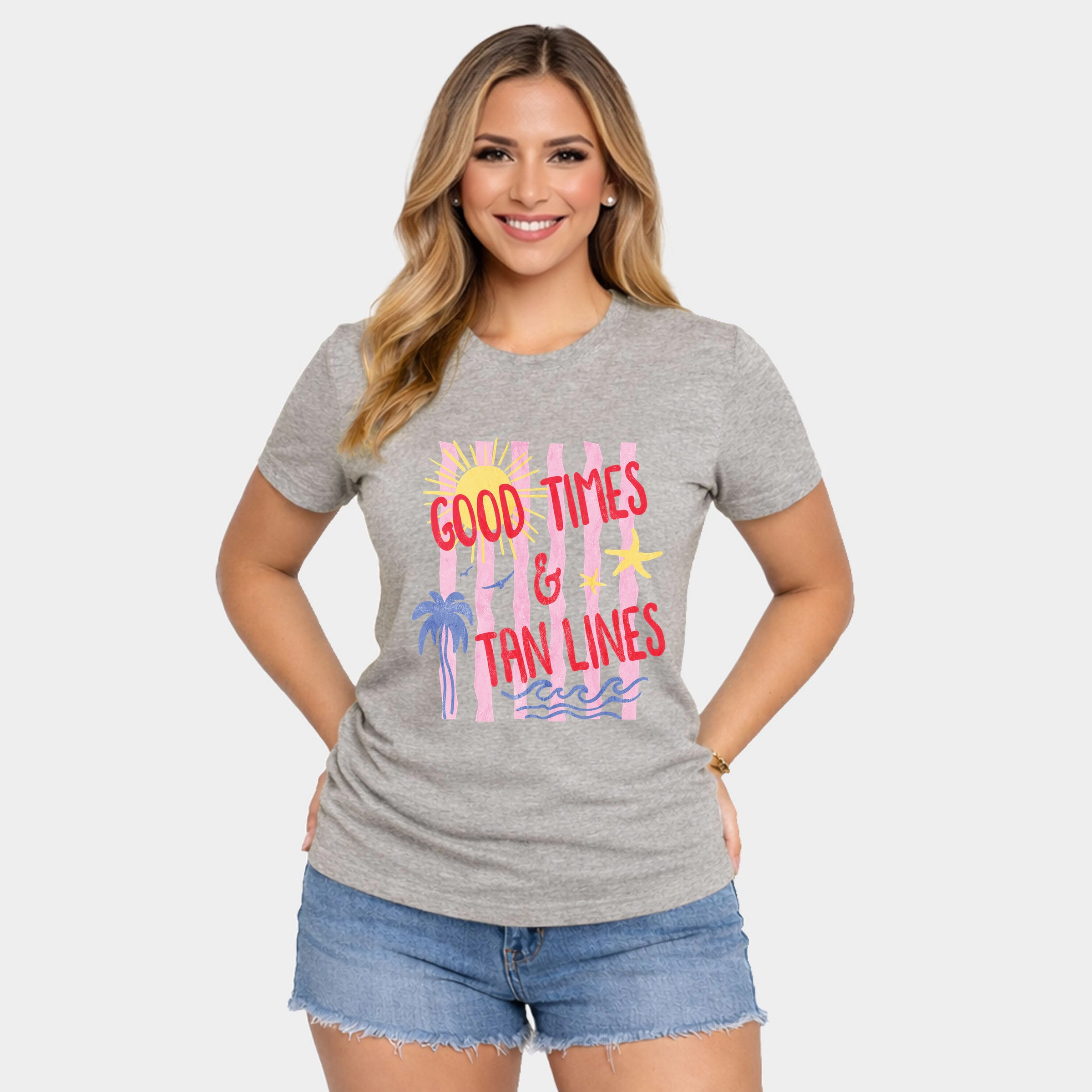 Simply Sage Market - Good Times & Tan Lines Stripes Women's Short Sleeve Graphic T-Shirt
