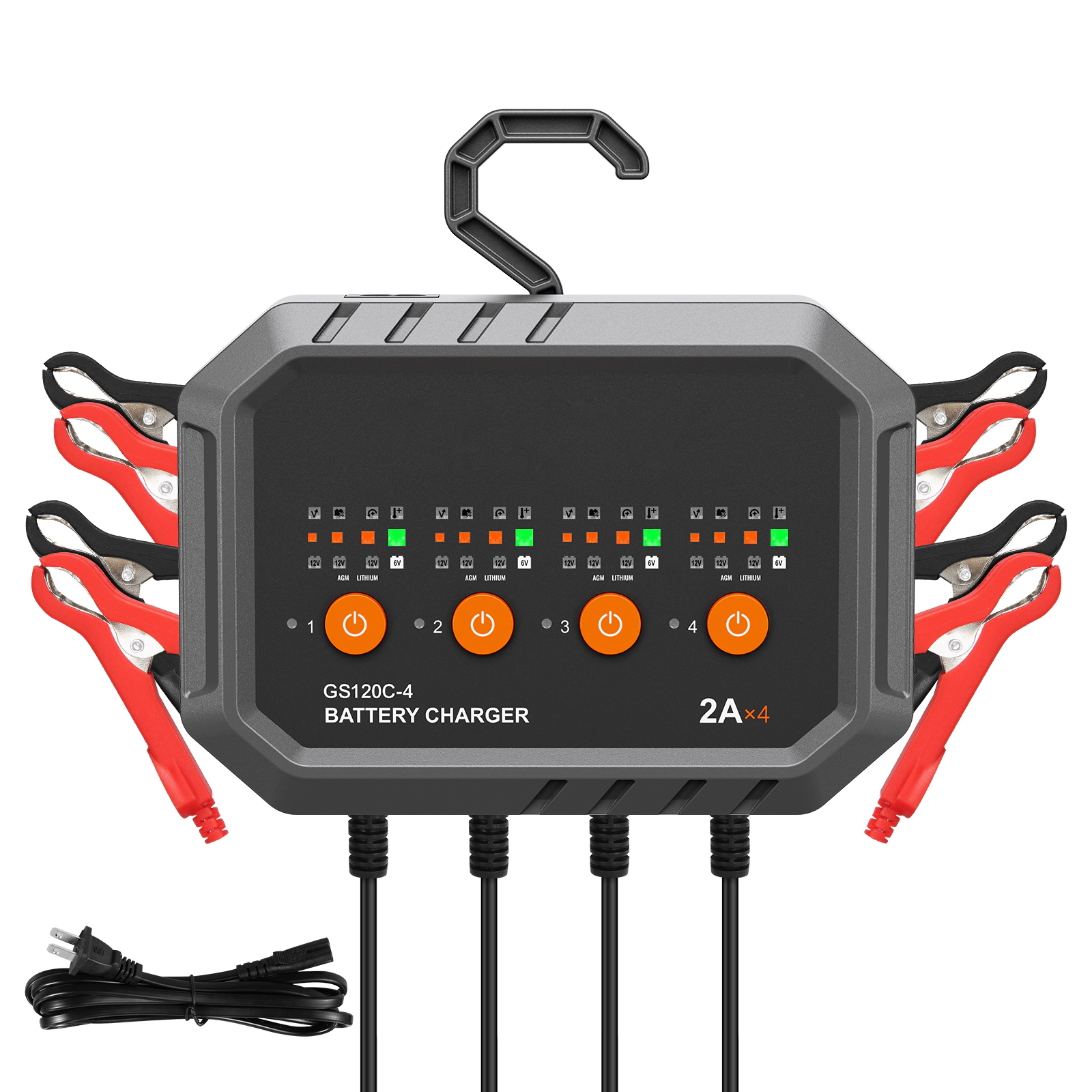 HONGGE Smart Battery Charger Lithium LiFePO4 Lead-Acid AGM / Gel SLA Car with LCD Display Trickle