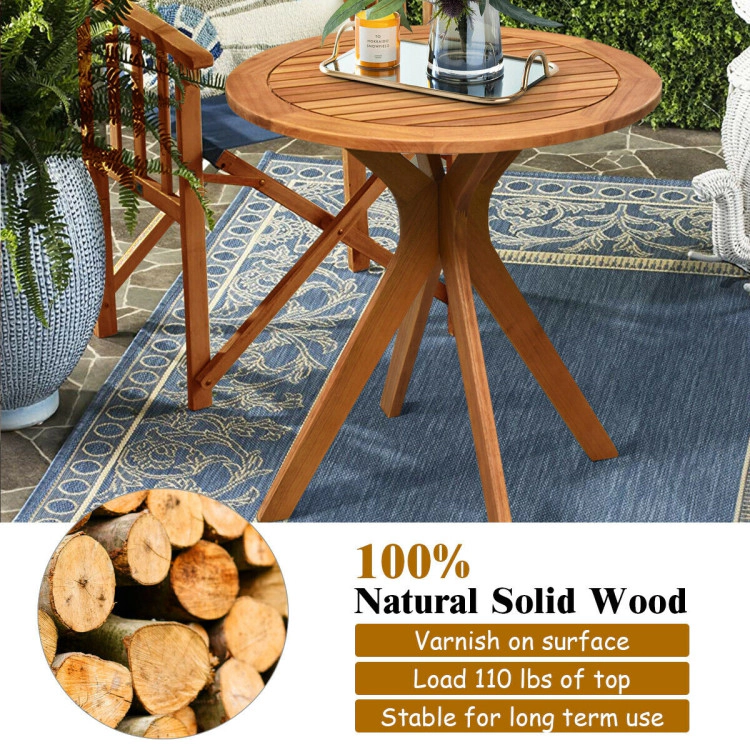 Hivvago 27 Inchoutdoor Round Solid Wood Coffee Side Bistro Table