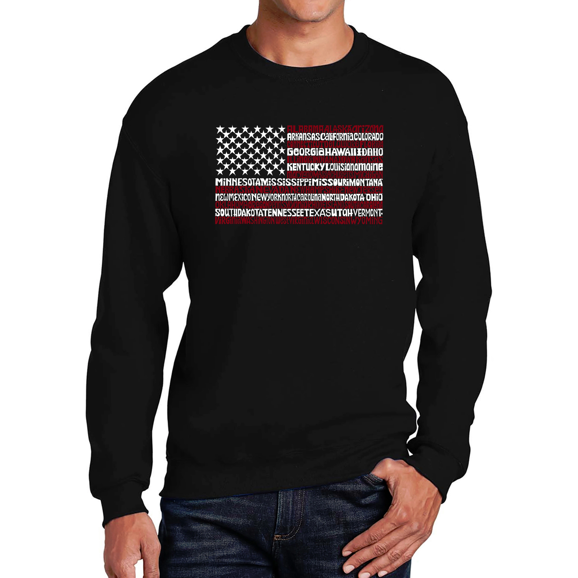 LA Pop Art 50 States Usa Flag - Mens Word Crew Sweatshirt