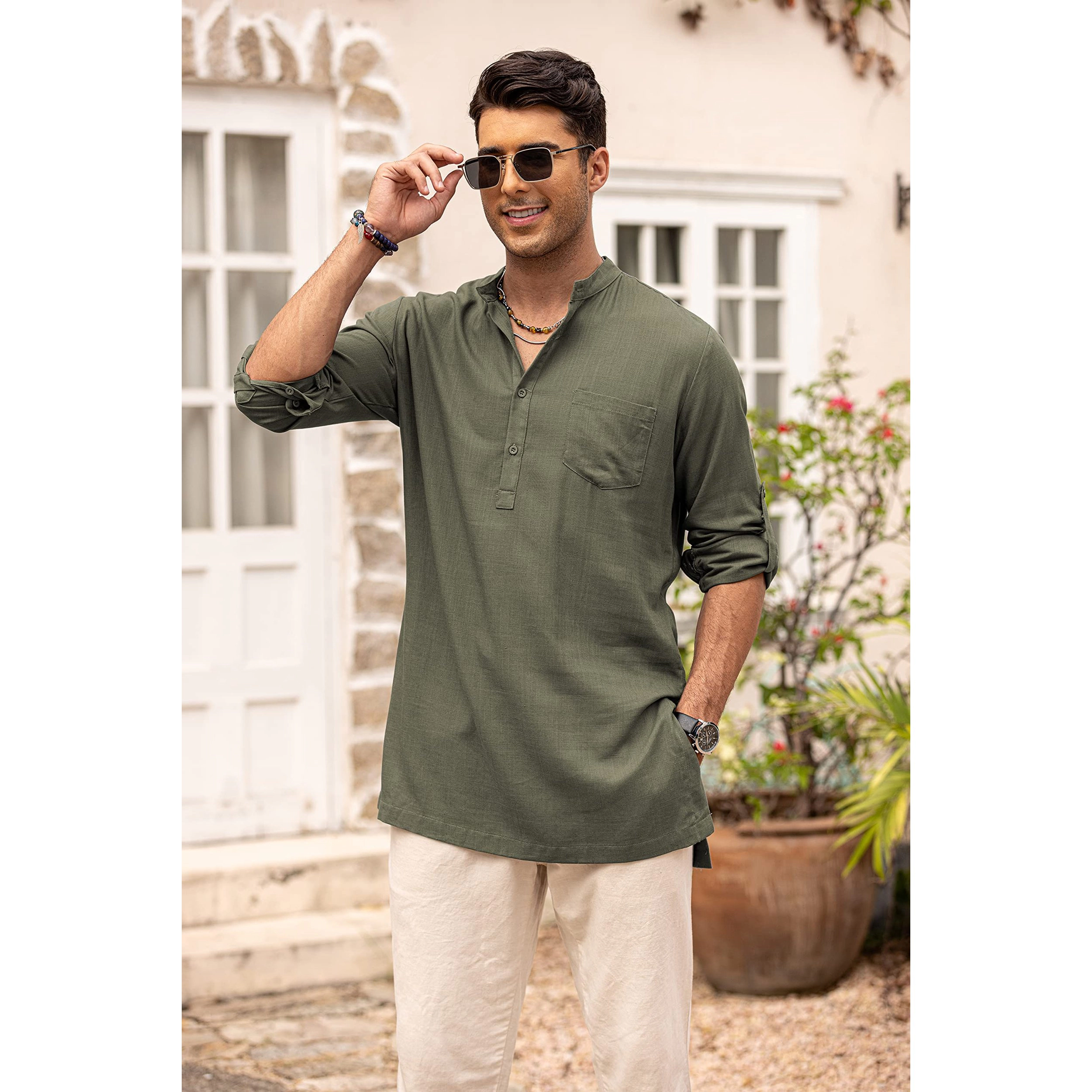 COOFANDY Men's Regular Fit Long Sleeve Henley Shirt