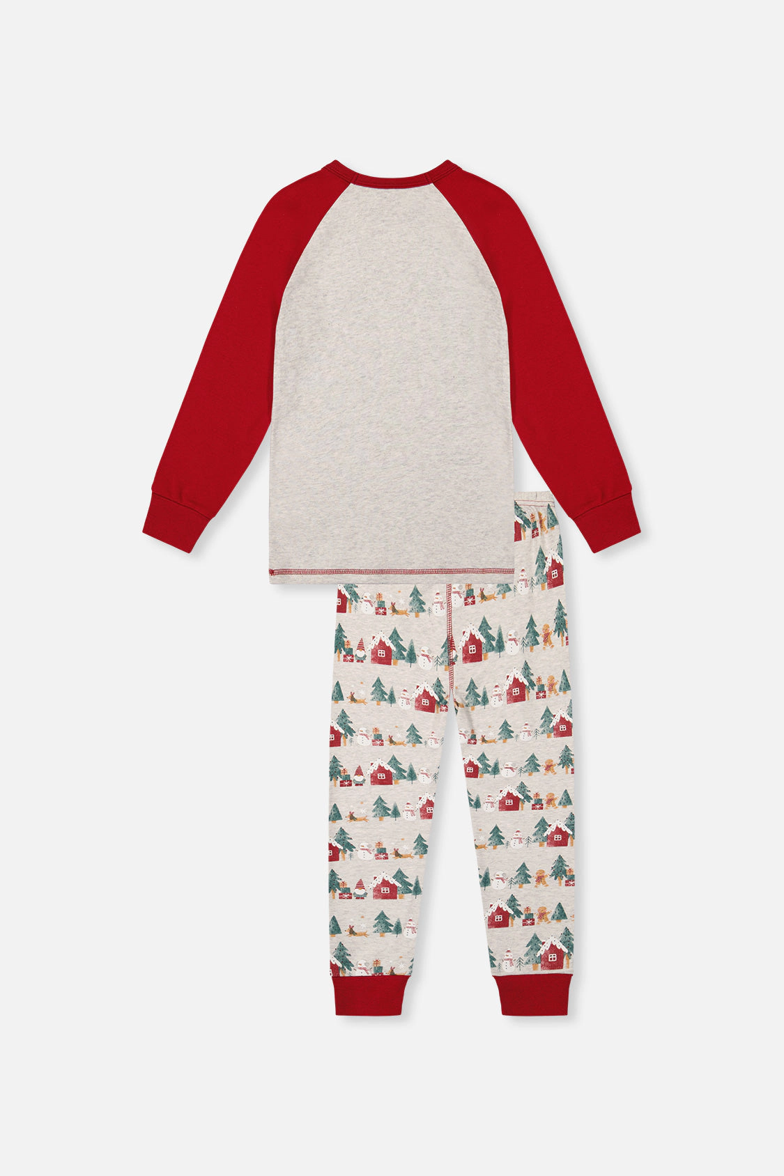 Deux par Unisex Organic Cotton Two Piece Christmas Print Pajama Top and Pants Set