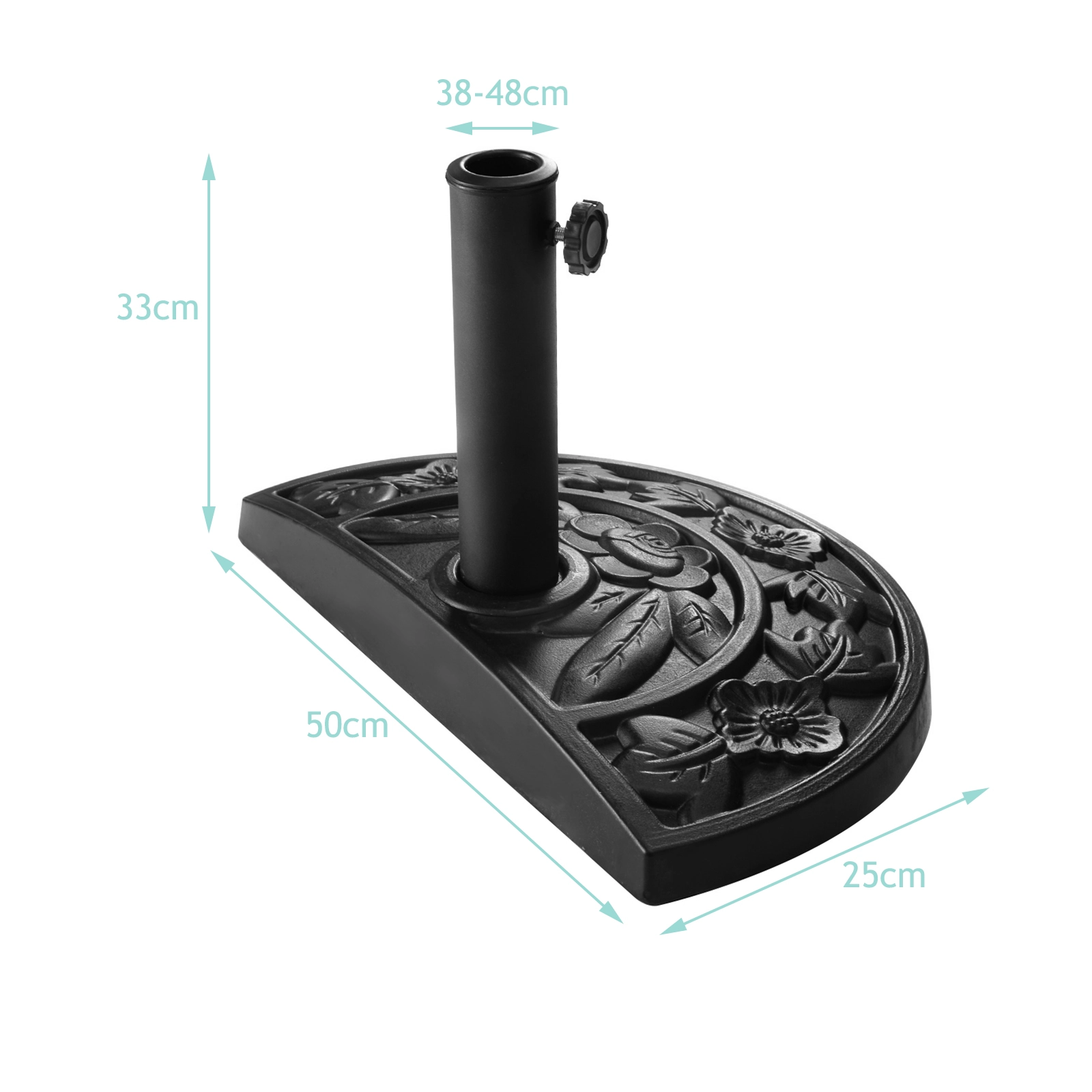 Slickblue Space Saving Half Round Outdoor Umbrella Base for Patio, Terrace and Balcony