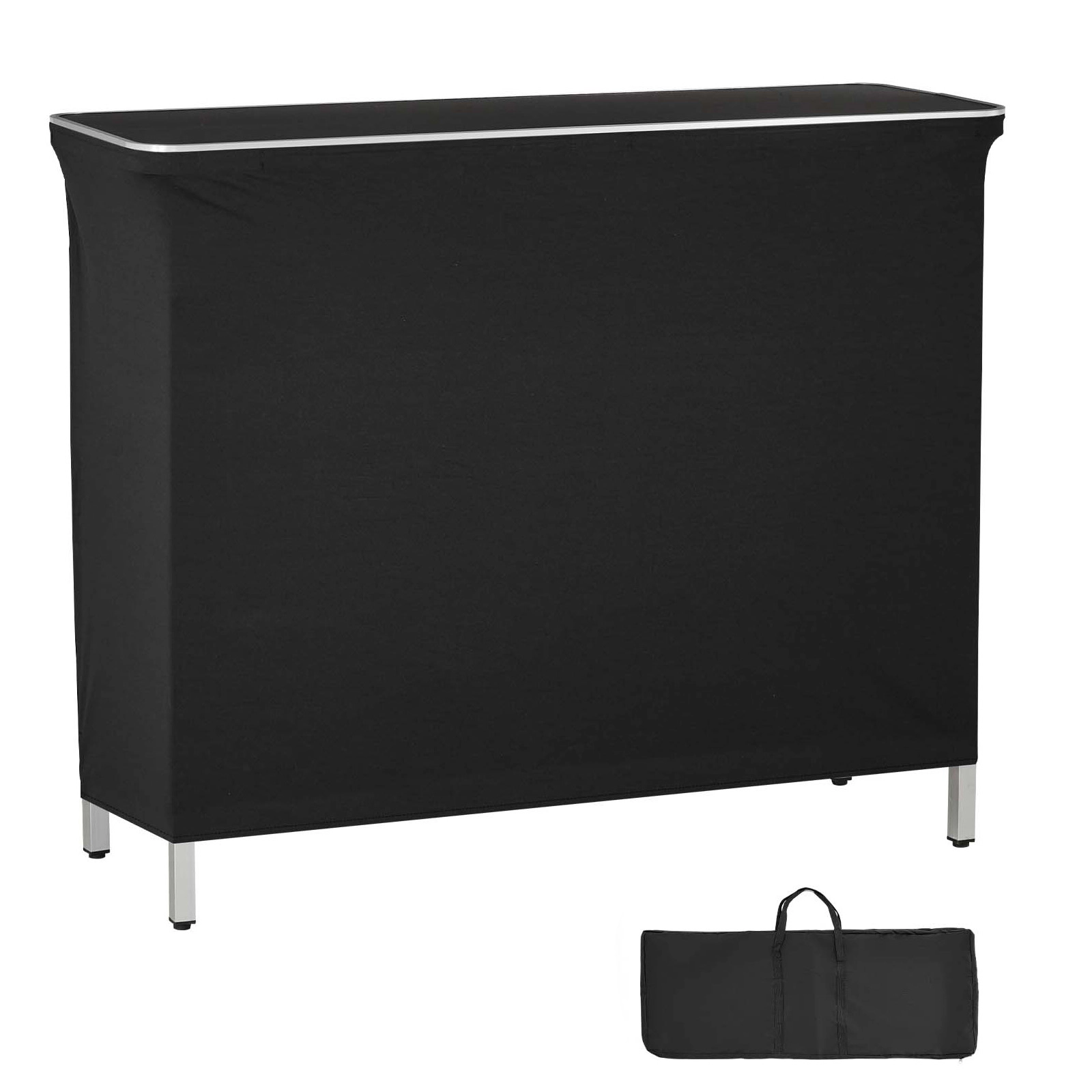HONGGE 43.3-In Folding Portable Bar Table with Storage Shelf & Detachable Skirt