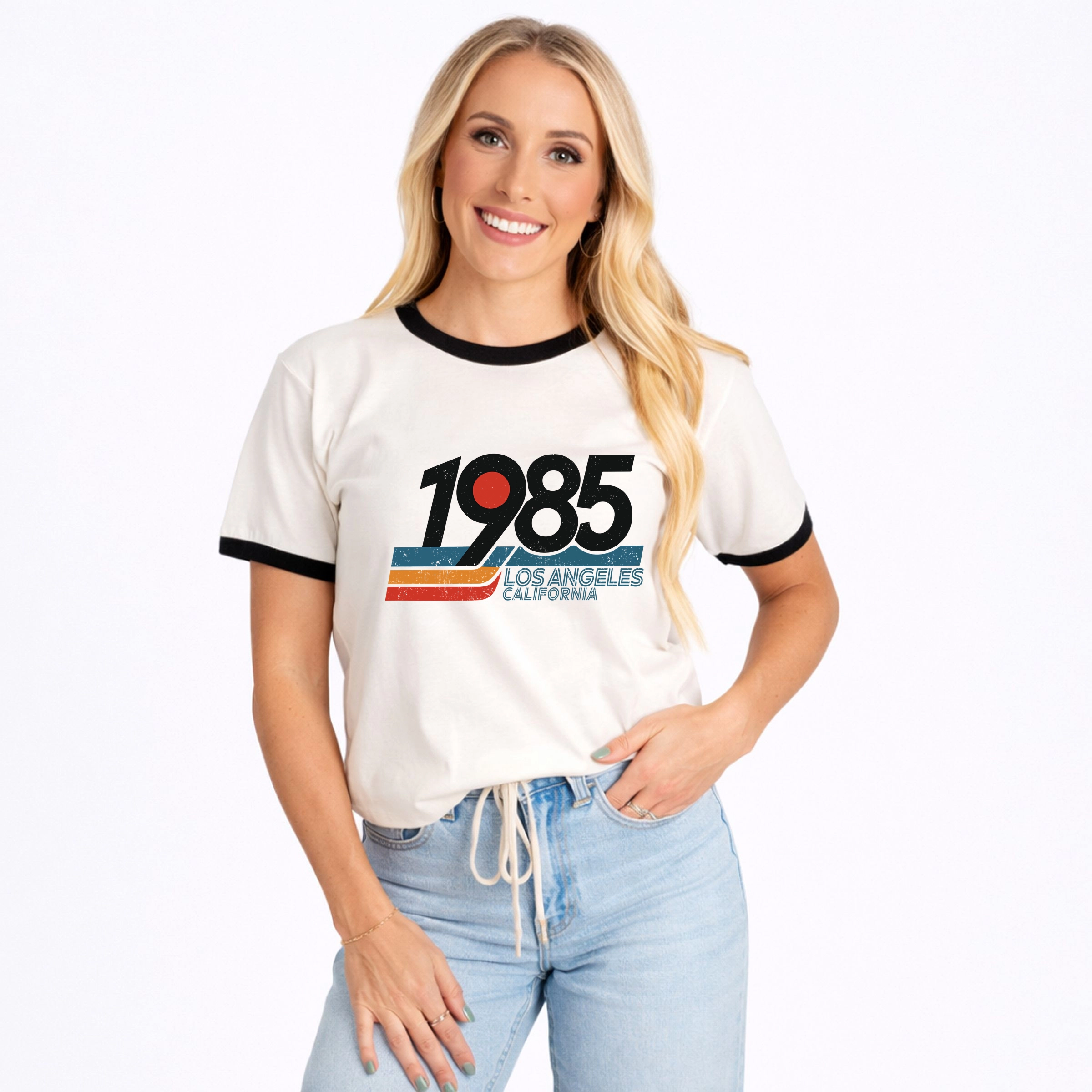 Simply Sage Market - Women's Ringer Graphic T-Shirt Retro 1985 Los Angeles