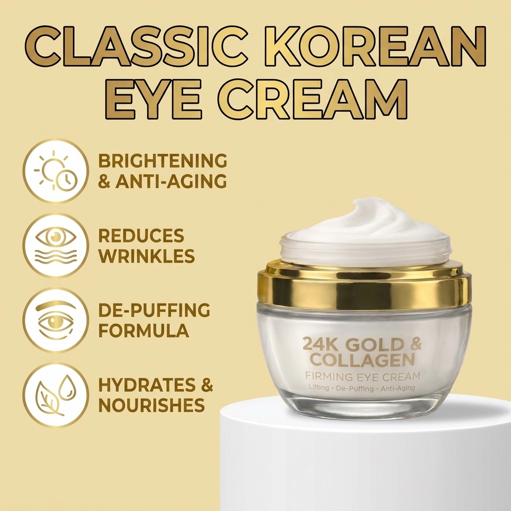 Lovery 24K Gold & Collagen Firming Eye Cream - Luxury Korean Skincare Lifting & Anti-Aging Eye Treatment