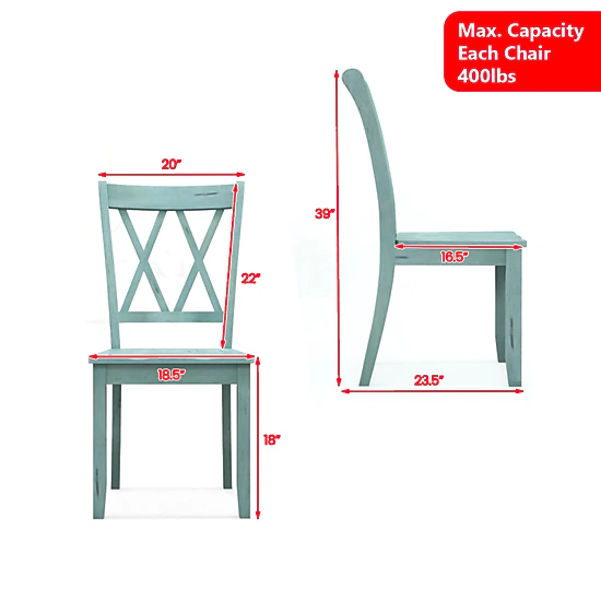 Hivvago Set of 2 Vintage-Style Wooden Kitchen Chairs with Mid-Century ...