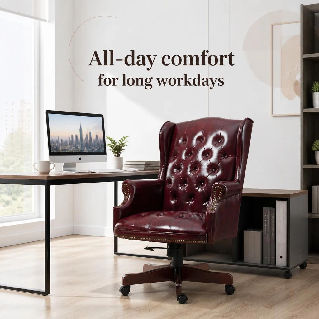 GOODSILO Ergonomic Adjustable PU Upholstered Office Chair