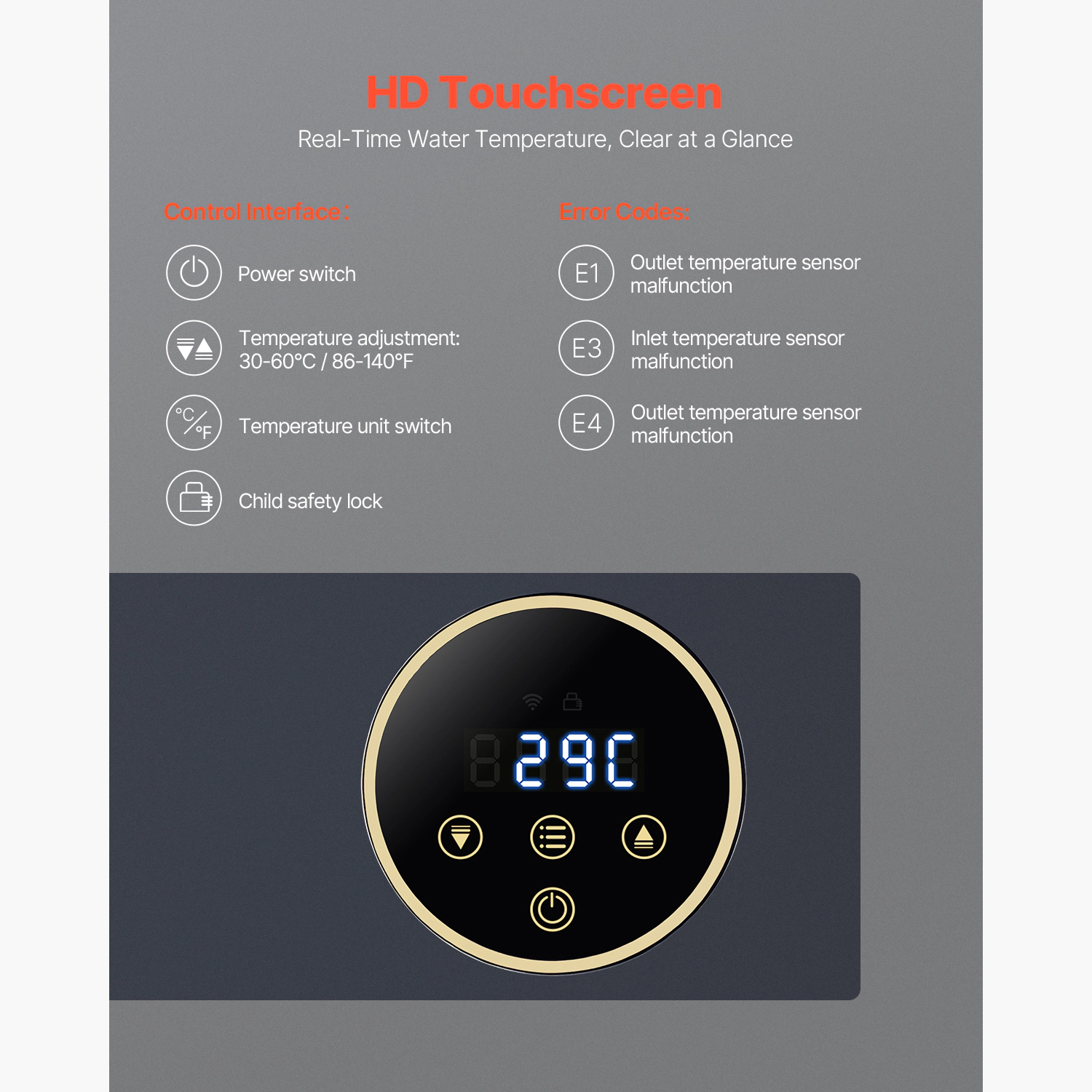HONGGE Tankless Electric Water Heater Instant Hot Water Heater Under Sink On Demand for Bathroom Kitchen Office with