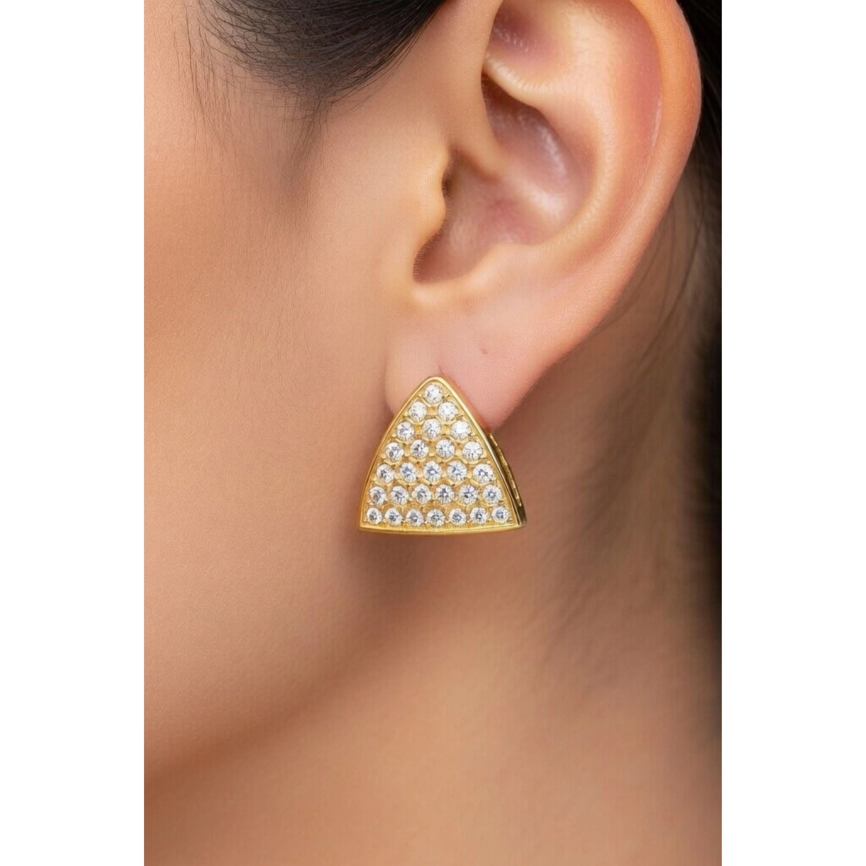 Akalia Luna Waterproof Dainty Triangle Zircon Pave Stud