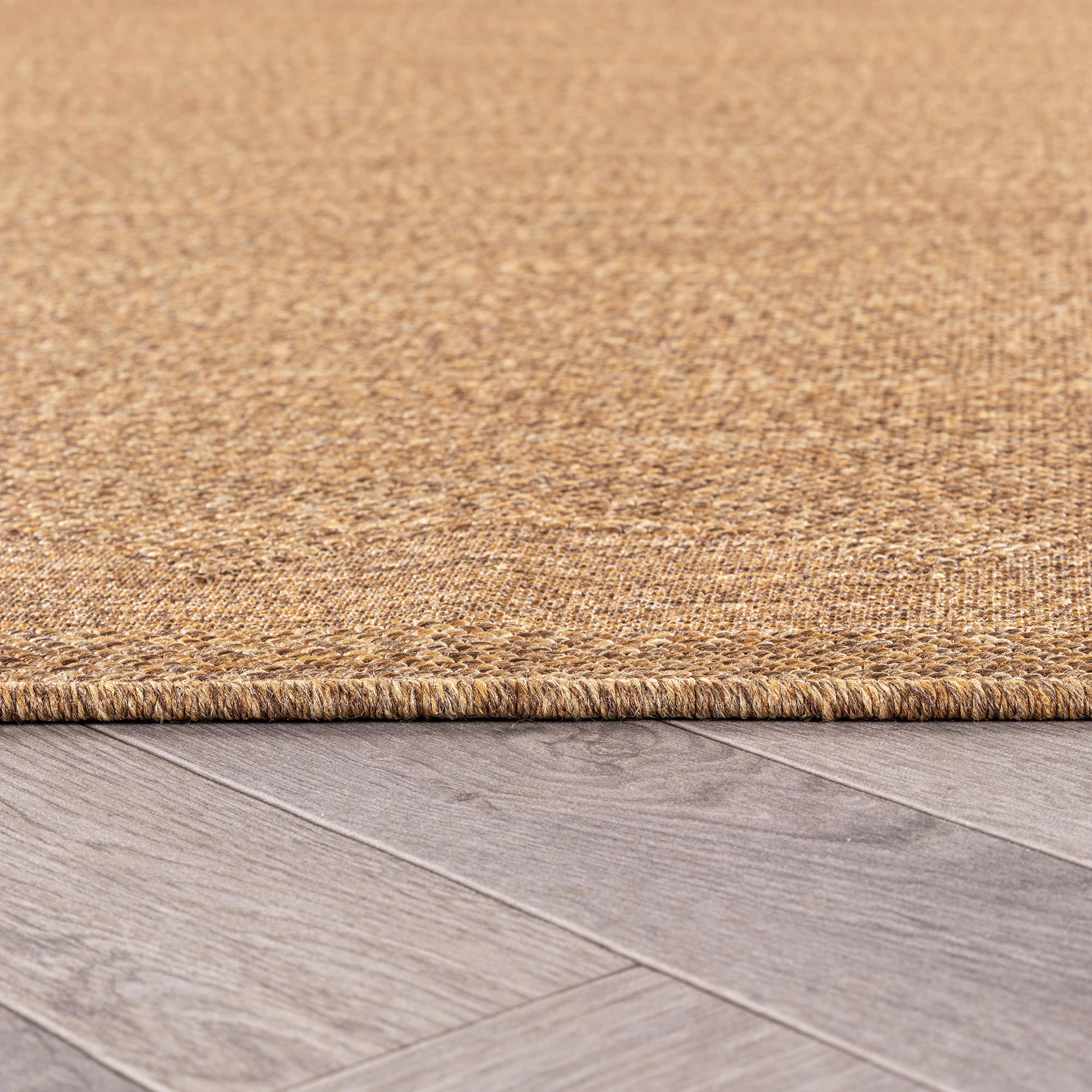 World Rug Gallery Striped Indoor/Outdoor Flat Woven Area - Natural Jute-Style, Easy-Care Patio