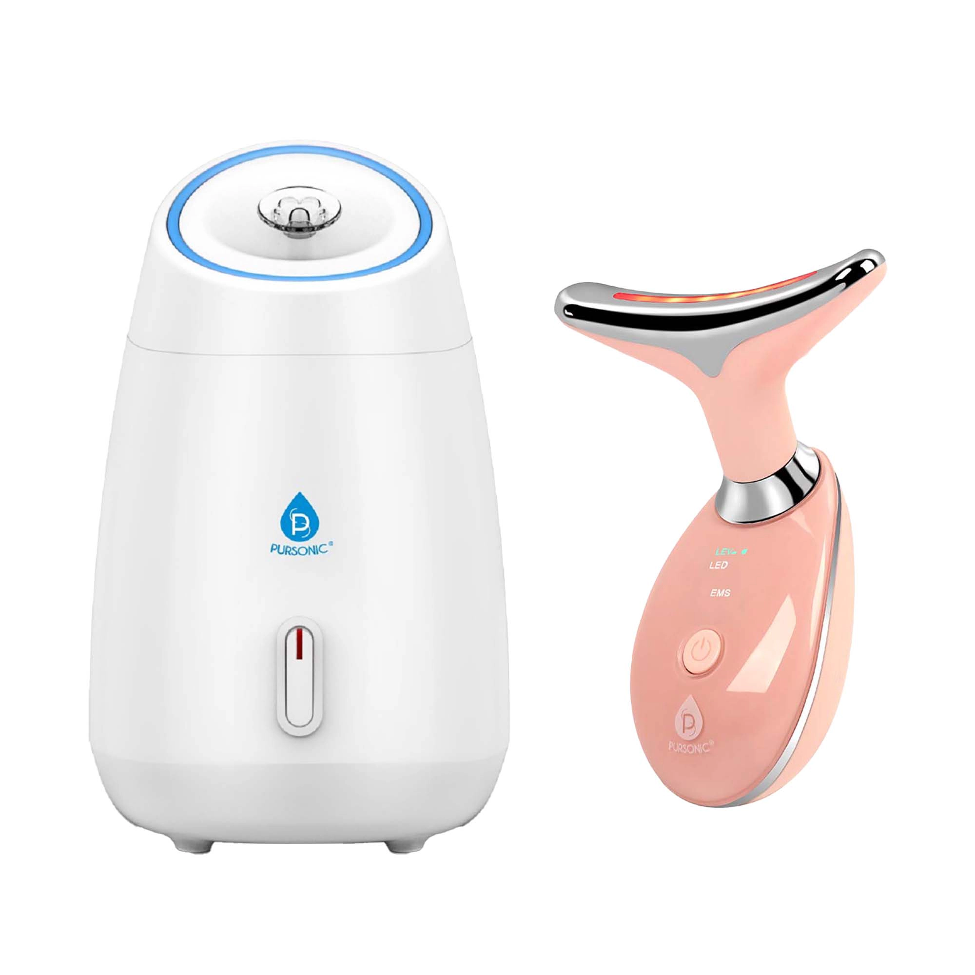 Pursonic Unisex Spa & Beauty Bundle – Facial Steamer & 7-in-1 LED Light Therapy Device