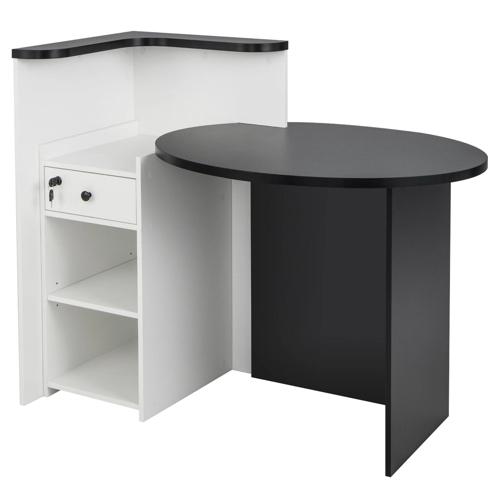 SlickBlue Modern Office Reception Desk with Storage Drawer and Shelves