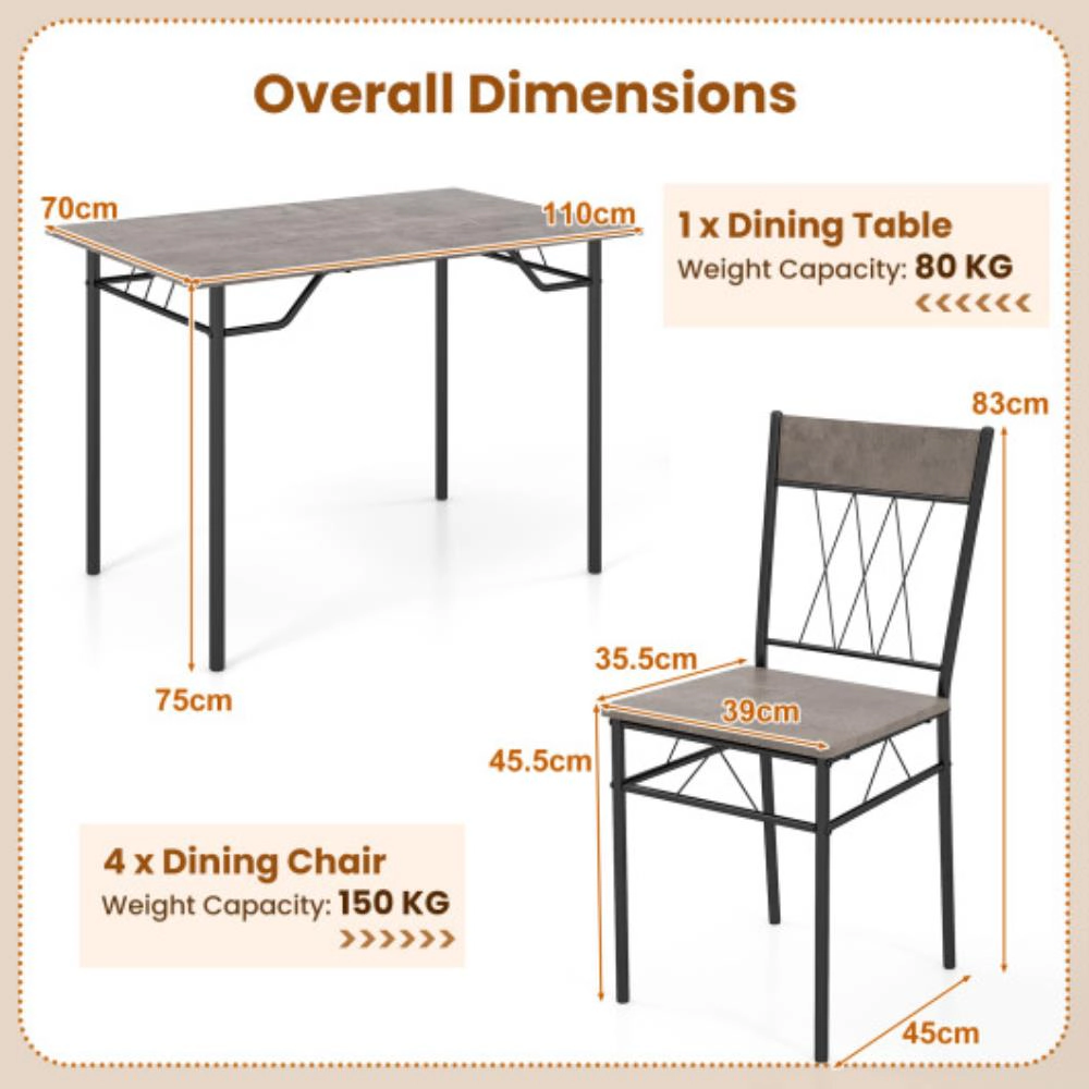 Hivvago 5-Piece Dining Table Set For 4 With Kitchen Table And 4 Dining Chairs