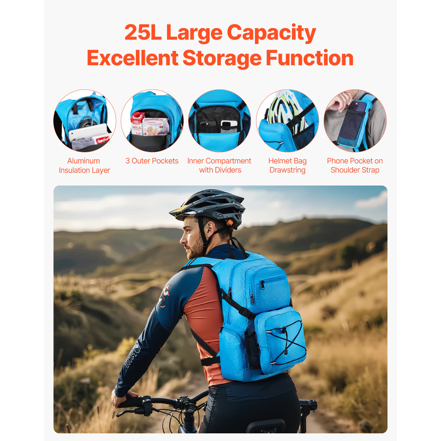 HONGGE Hydration Backpack Insulated Pack with TPU Water Bladder Hiking Storage