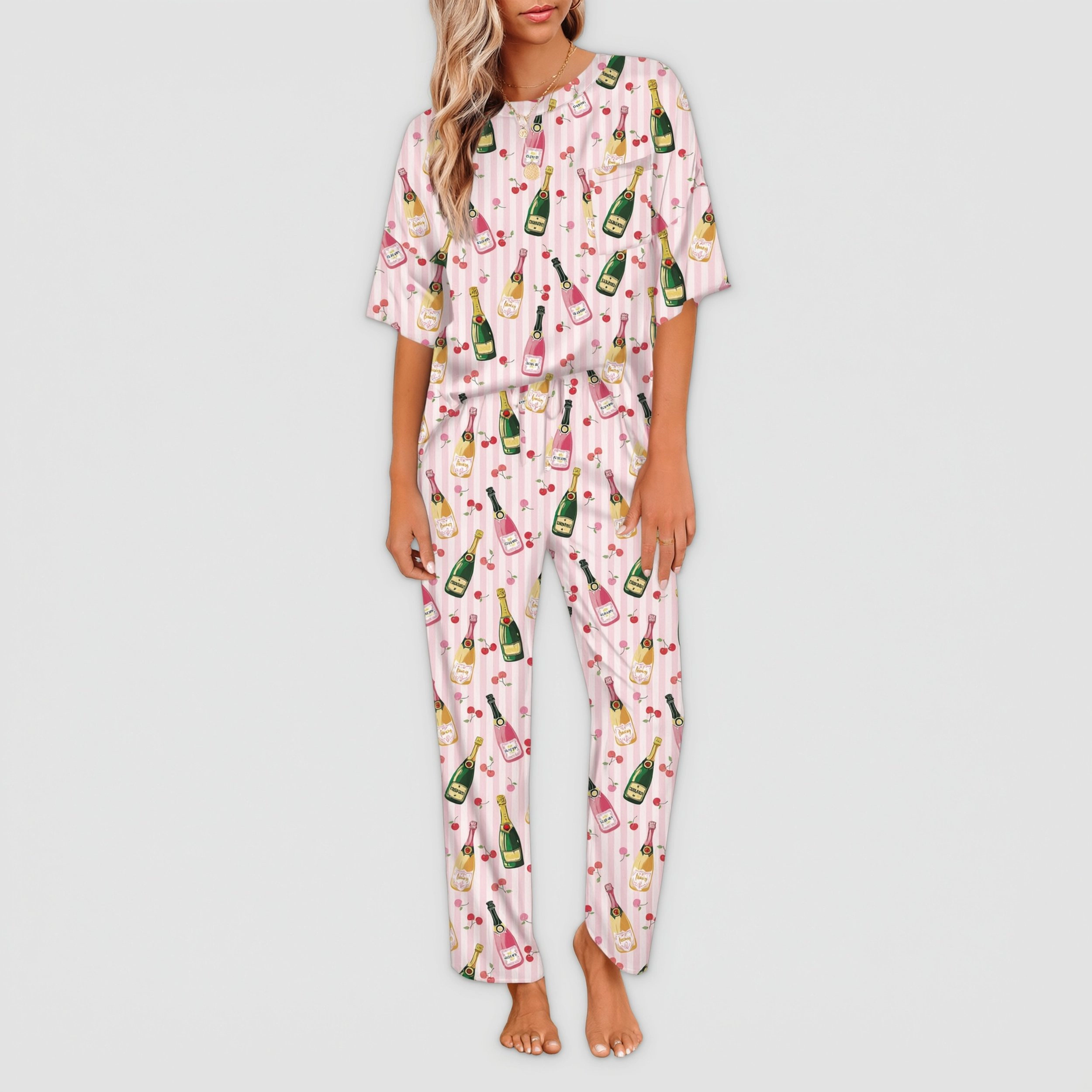 Ekouaer Womens Satin Silky Pajama Set Short Sleeve Shirt with Long Pant Soft